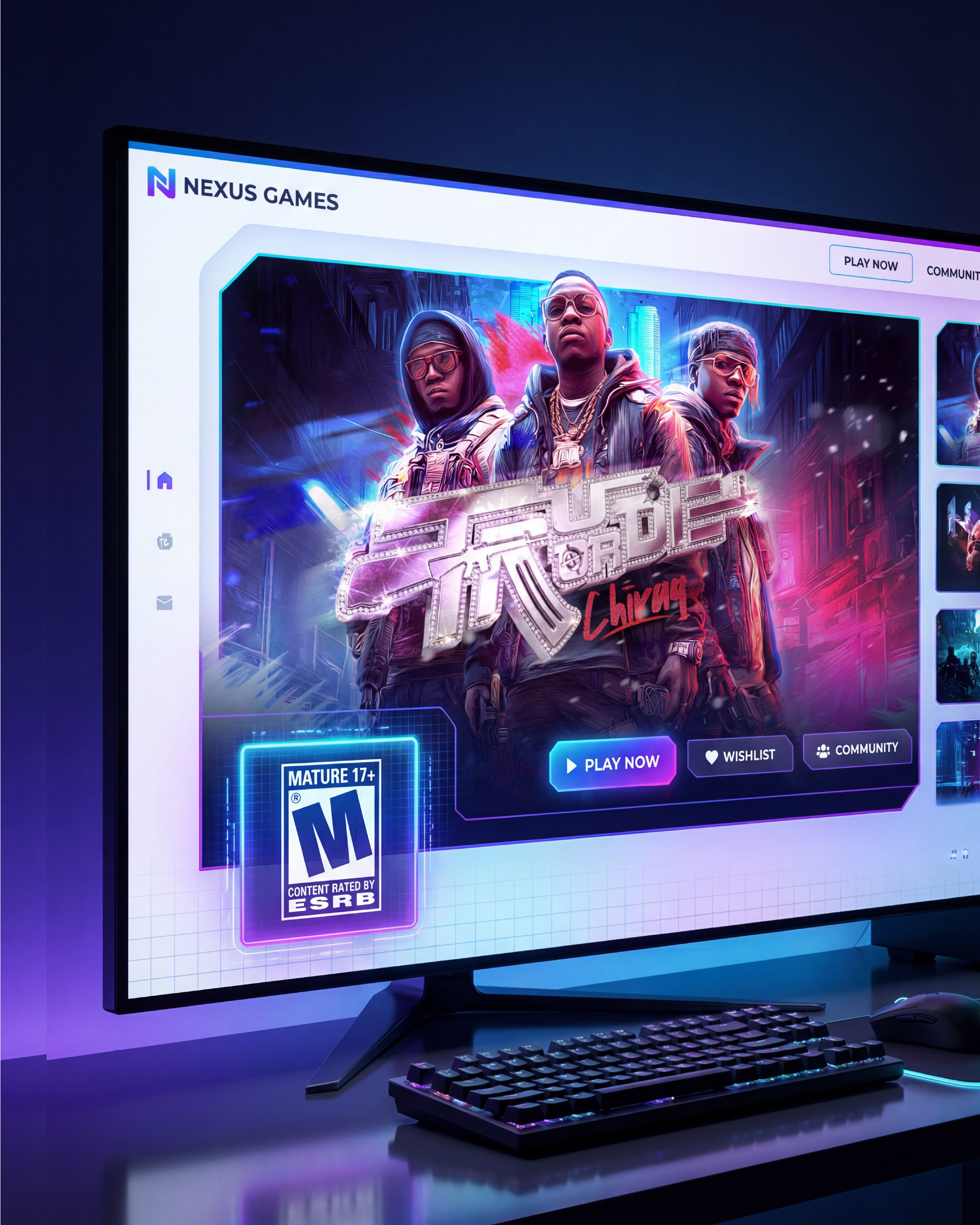 A conceptual web presentation extending the game’s visual language into a digital marketing experience.
Designed to maintain consistency while adapting to interface-driven layouts