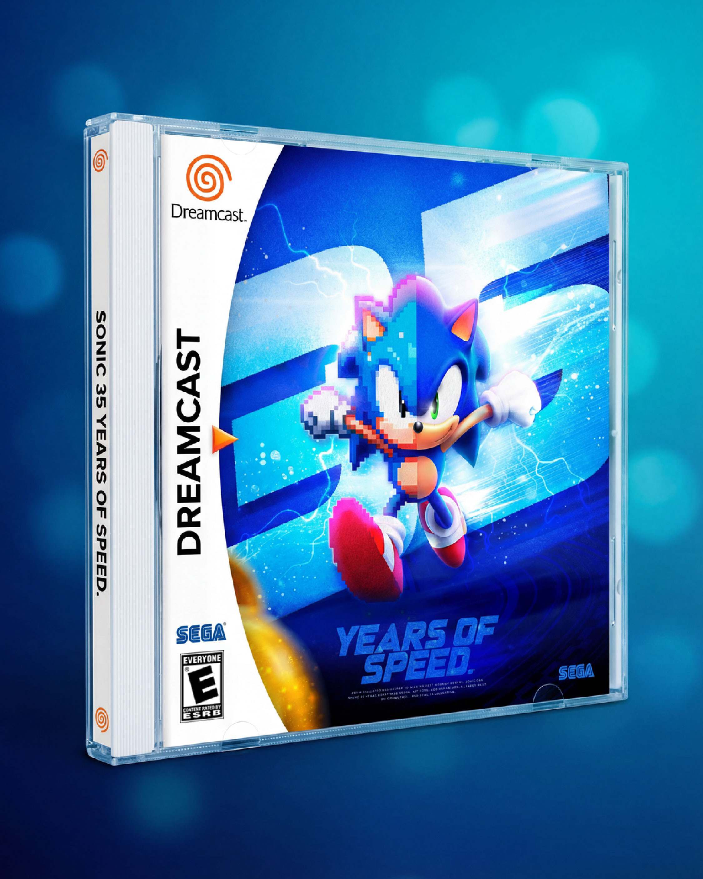 Physical media packaging inspired by the Dreamcast era, highlighting Sonic’s multi-generation legacy