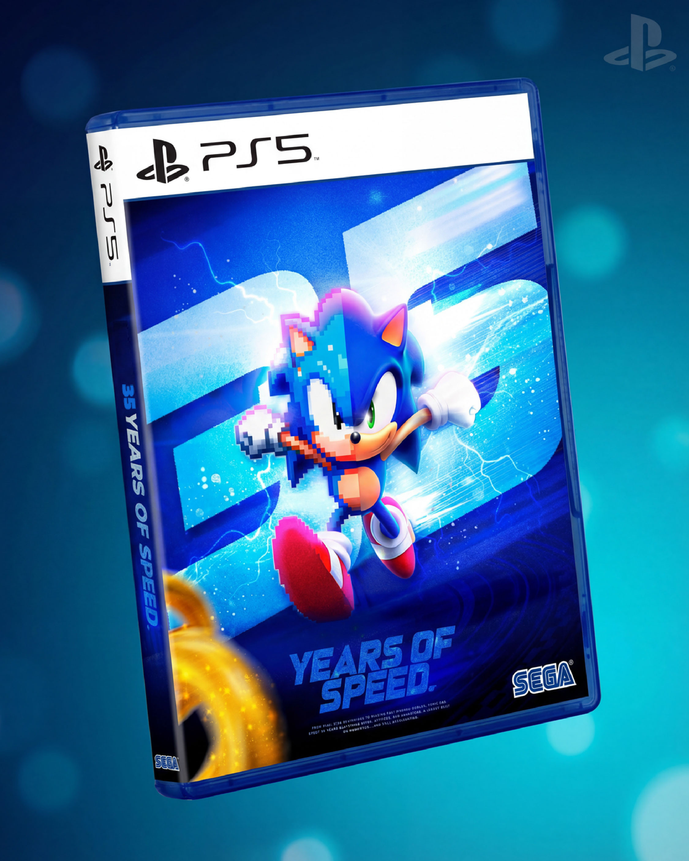 PlayStation 5 case concept illustrating how the anniversary artwork translates to contemporary console platforms