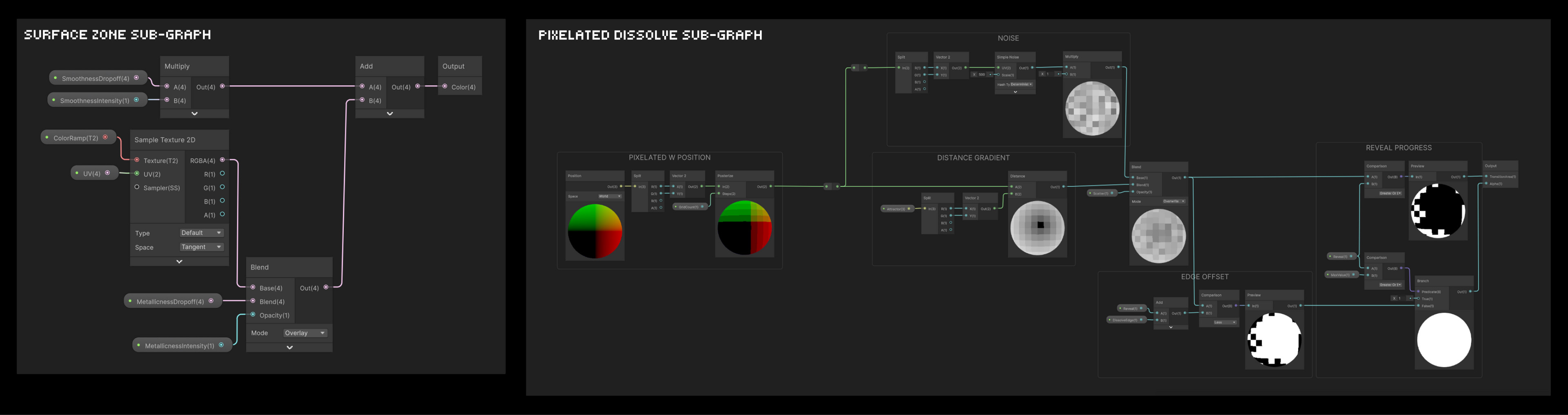Surface zone and pixelated dissolve sub-graphs.