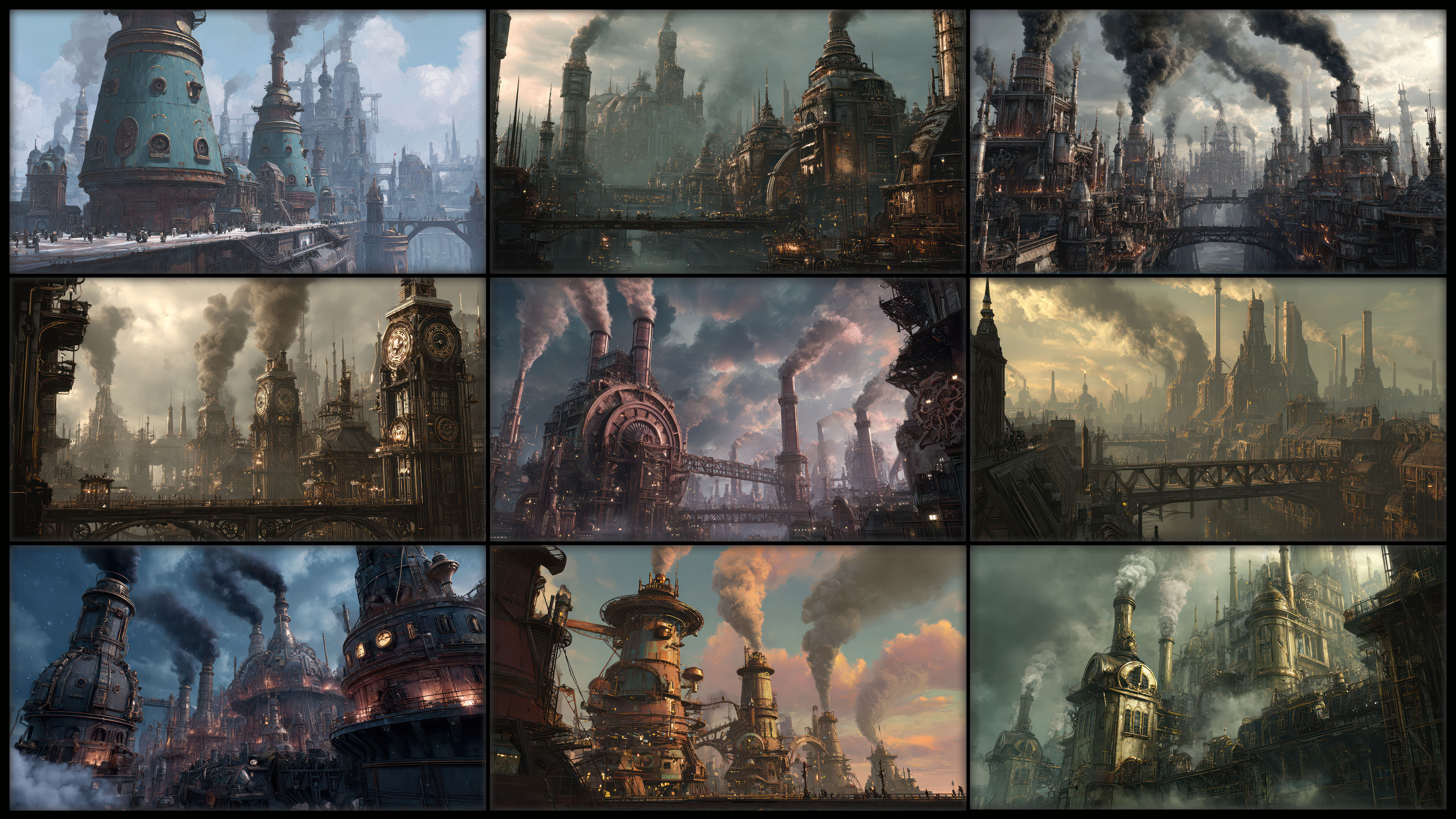 200 Steampunk Industrial City - Environment Concept Reference Image Pack v.545 |4K|
https://www.artstation.com/a/53095625