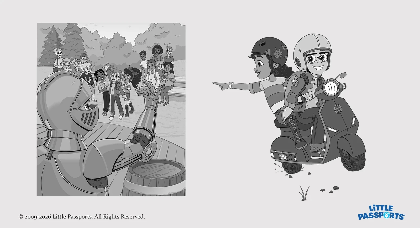 Sam &amp; Sofia's Scooter Stories - Knights and Falcons chapter book various spot illustrations 01