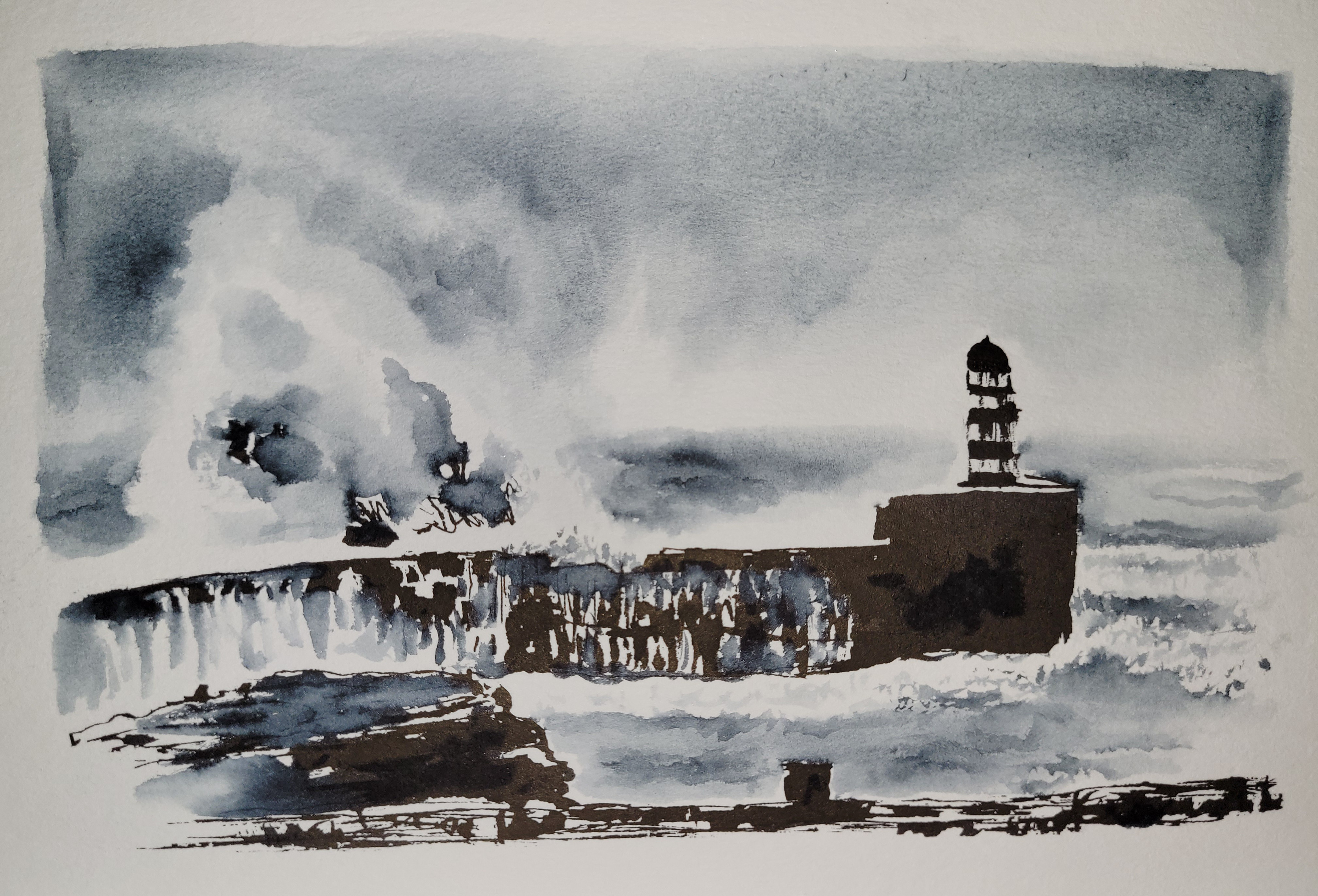 Made with a Pilot Parallel Pen and a Pentel Aquawash water brush