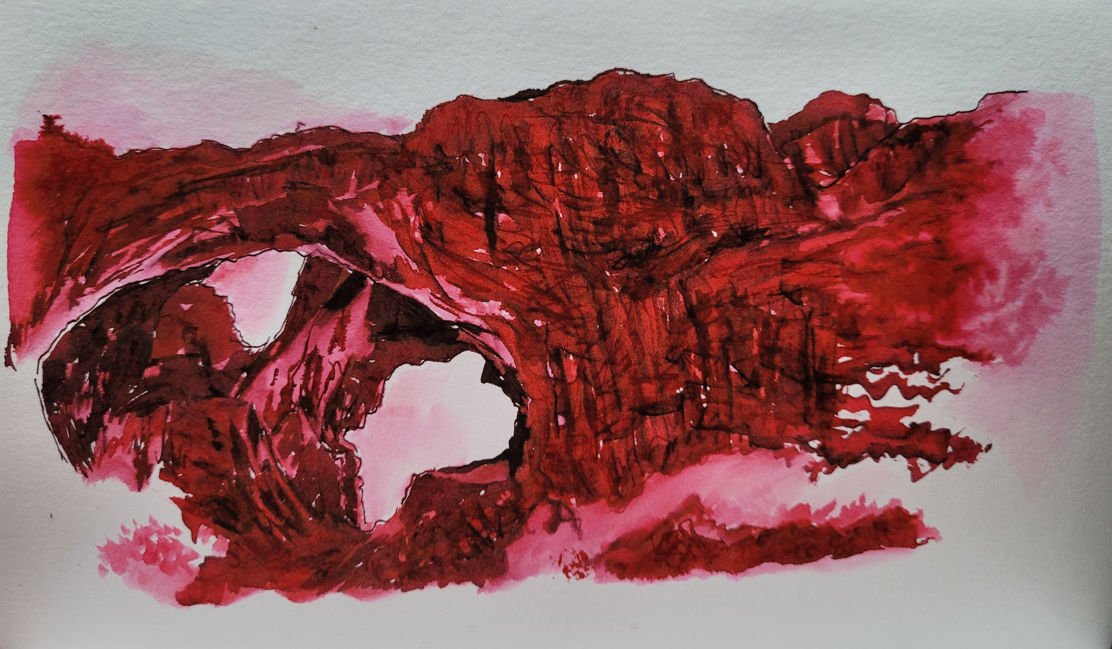 Made with a Pilot Parallel Pen and a Pentel Aquawash water brush