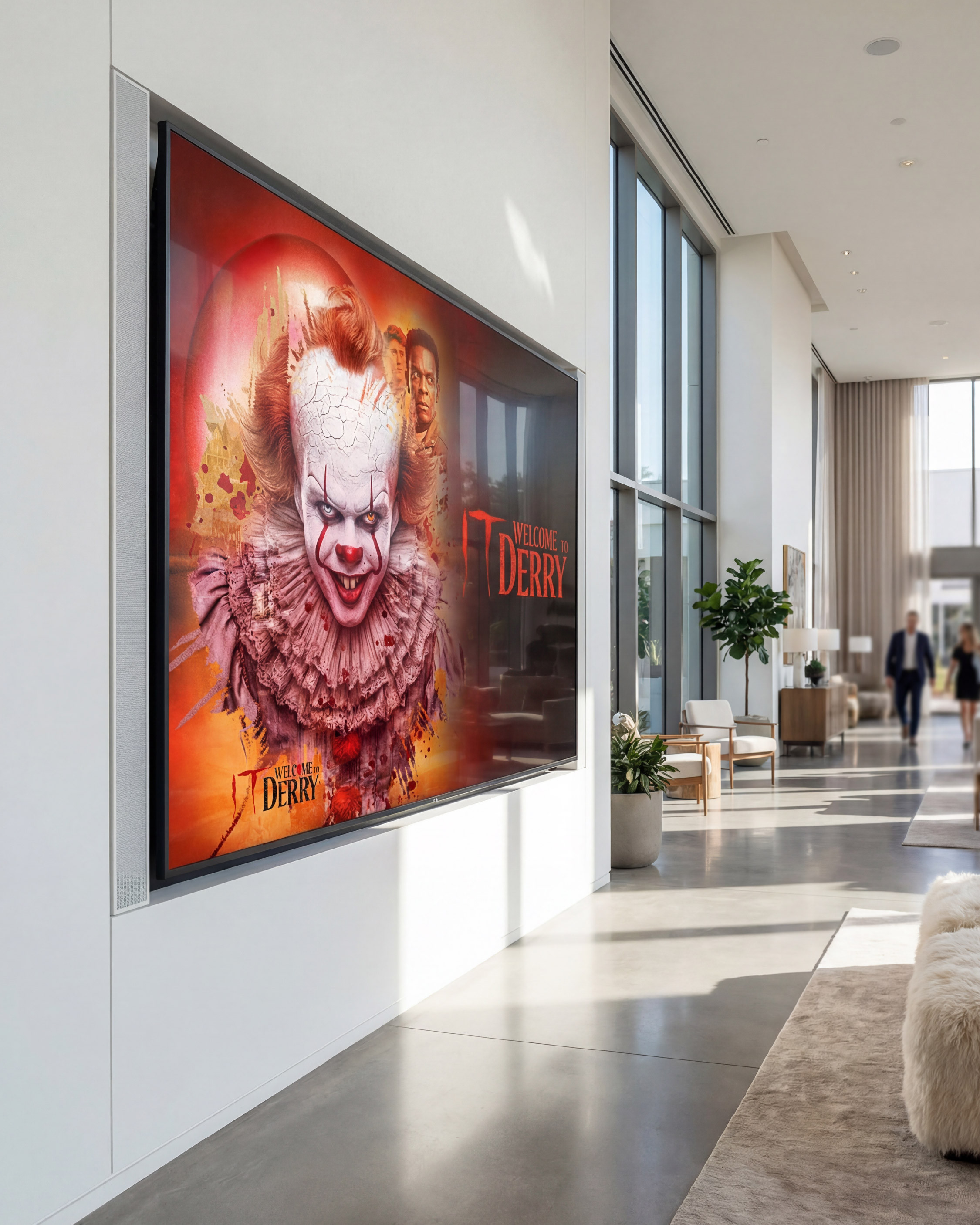 Digital signage / lobby screen usage for a premium campaign placement