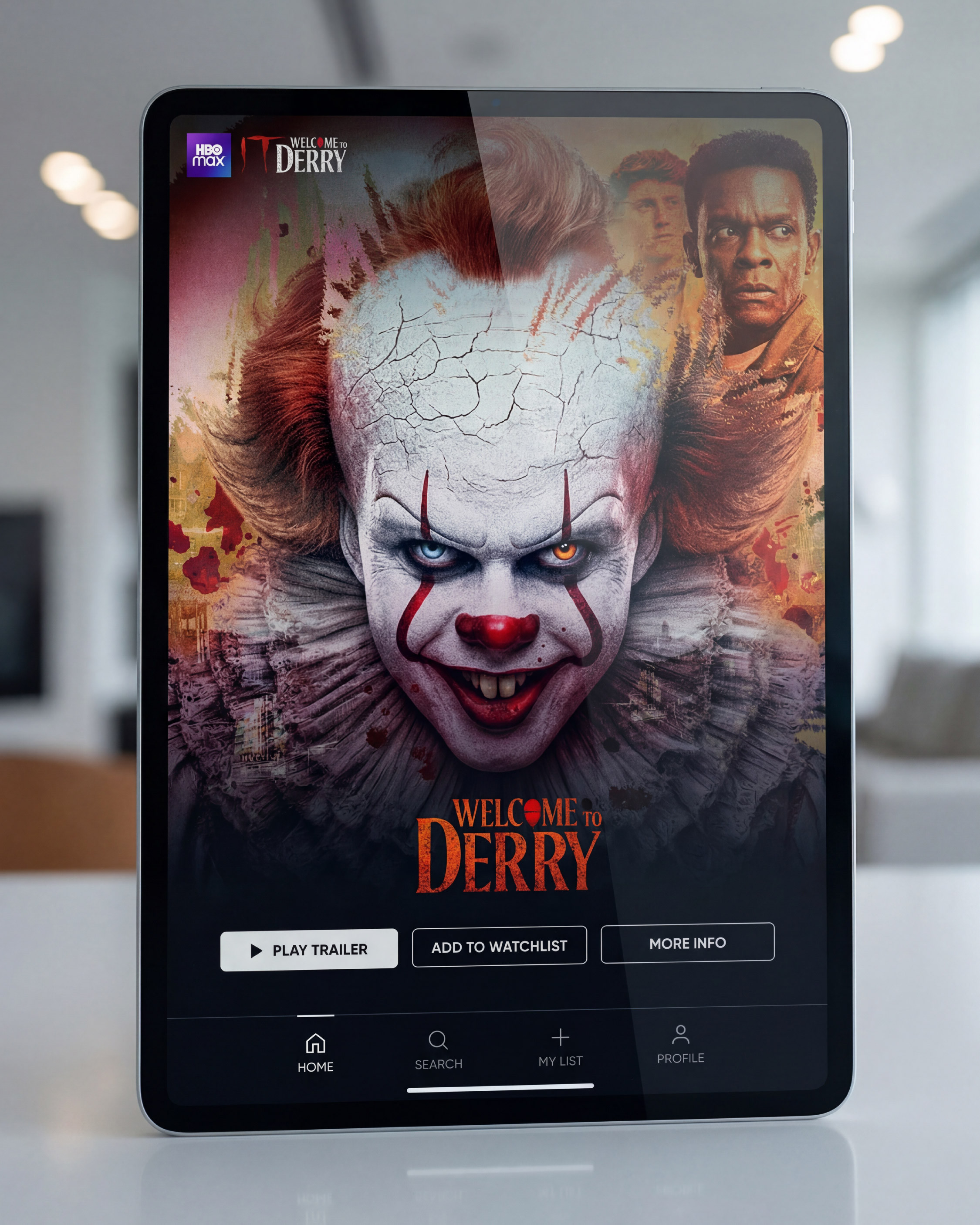 Streaming UI concept - key art as hero tile on tablet interface