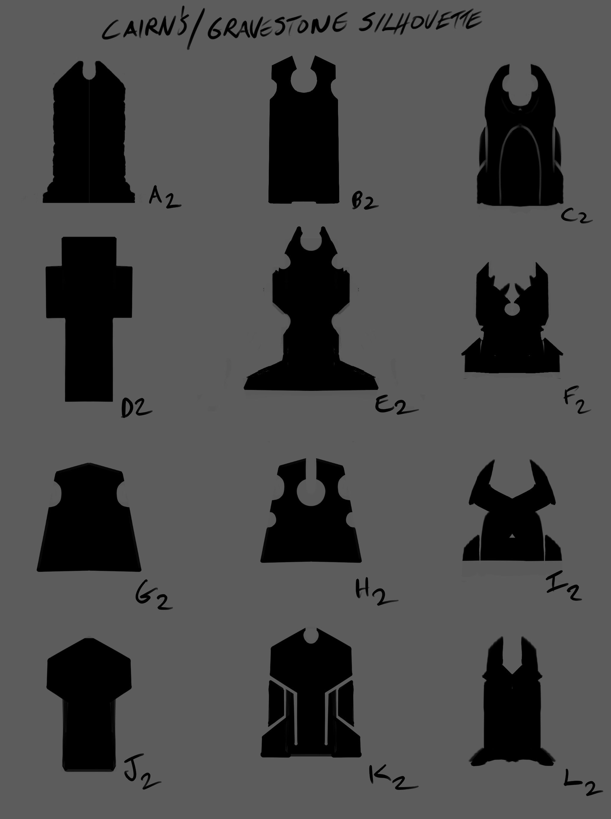 Thumbnail silhouette designs.