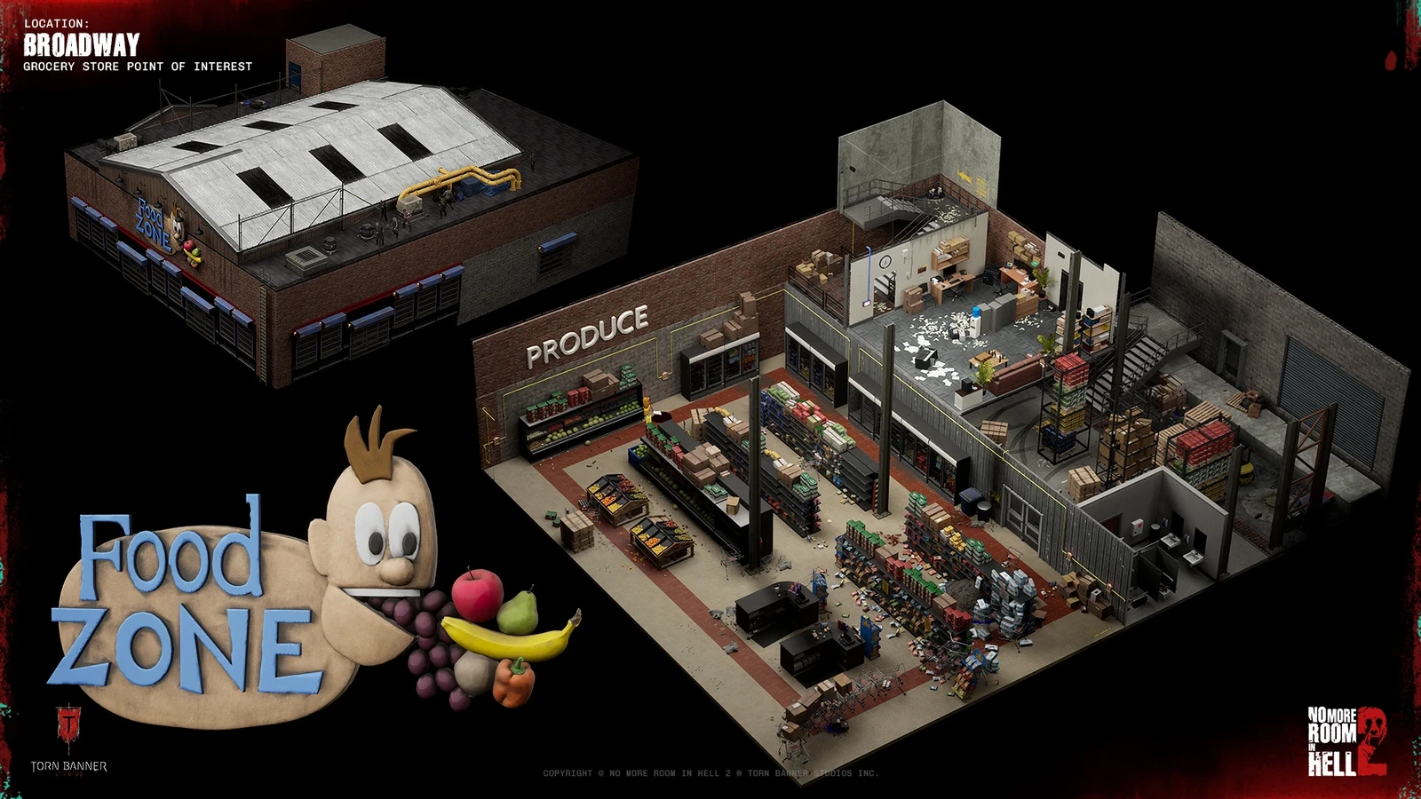 Started from a simple blockout, defining the space using real-world grocery store references. Designed initial layout based on level design footprint, incorporating one-way drops and specific gameplay requirements.