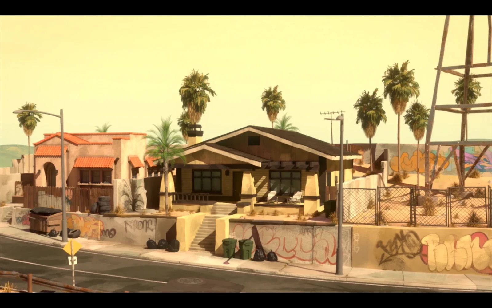 A show still of the hilltop house.  This was really fun to design and make feel like it belongs distinctly in Los Angeles.  Color concept was done by Jaemin Yoo.