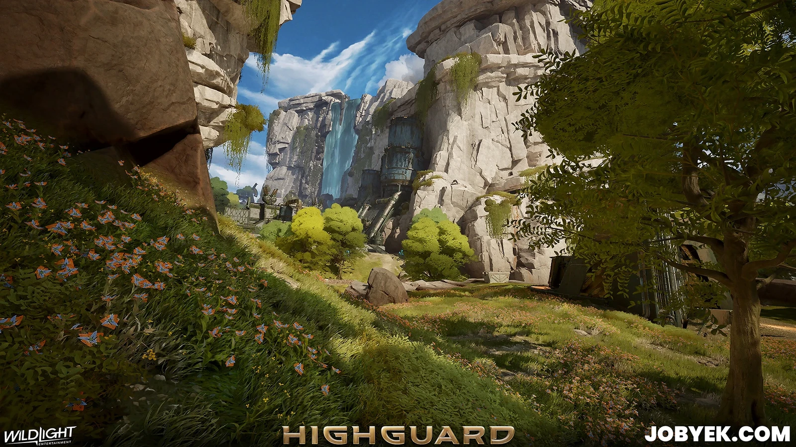 Marketing shot featuring Rivermark's terrain, foliage and world building I worked on.