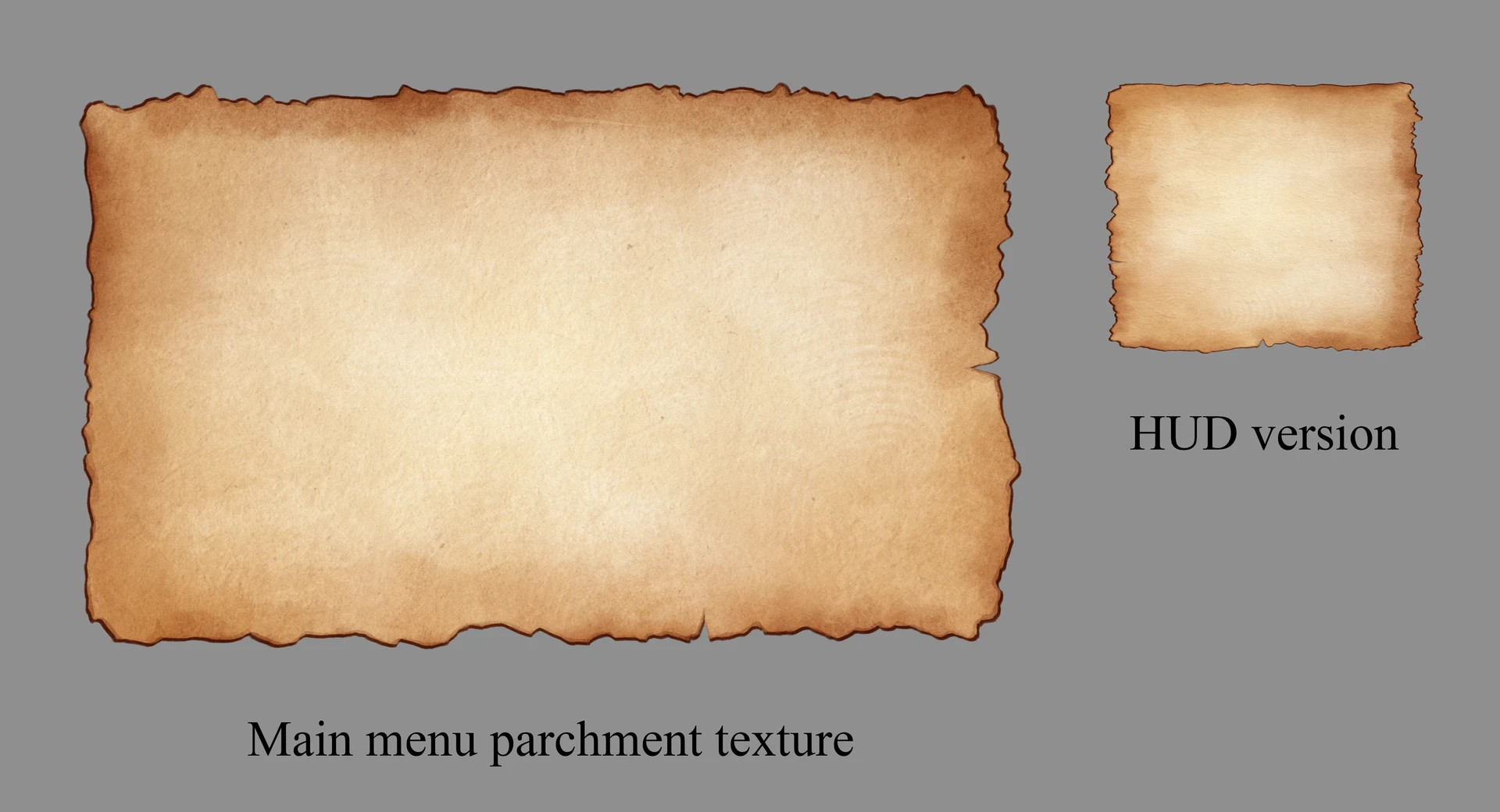 Parchment Panel: main menu texture design