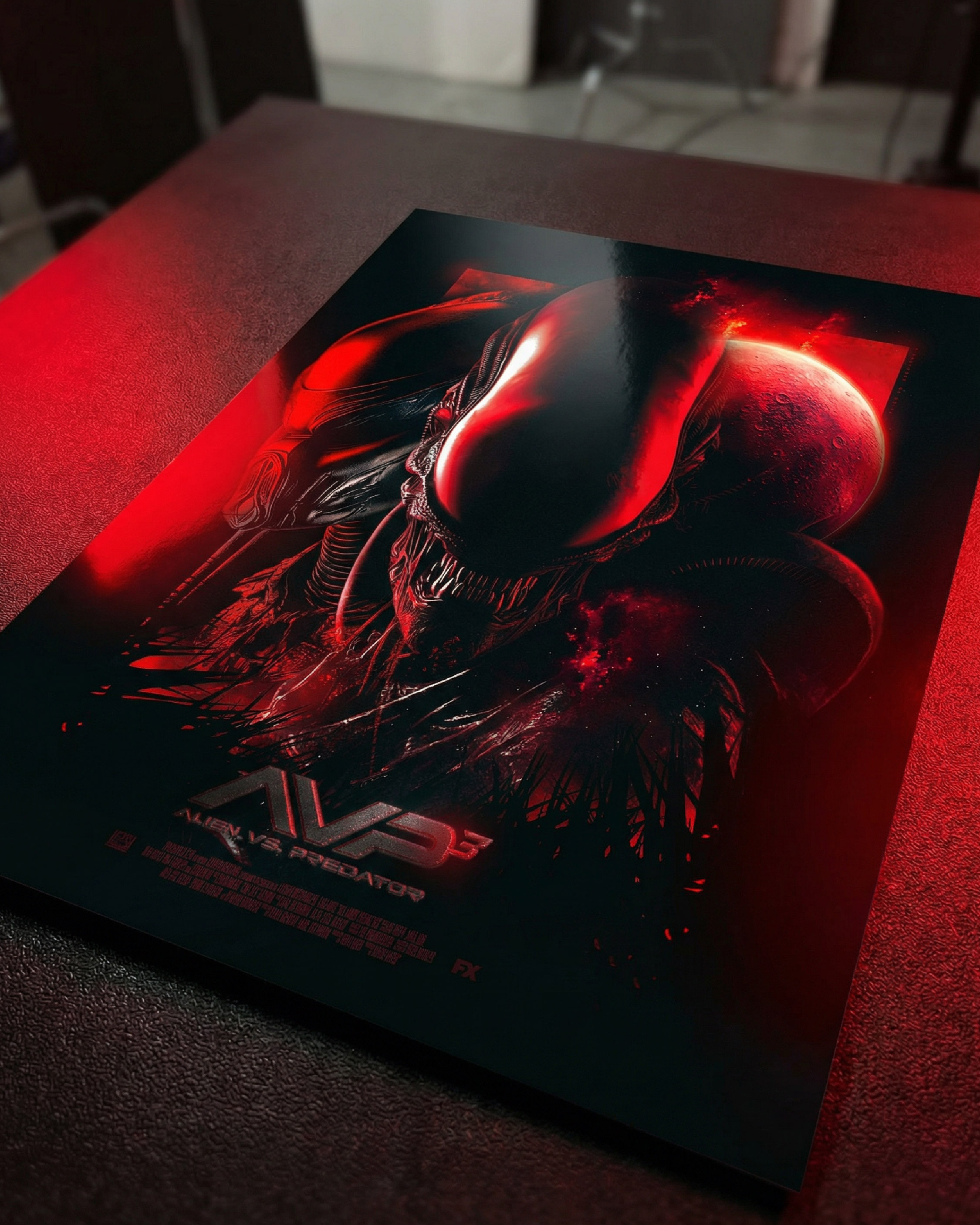 Print mockup to show paper feel, lighting, and how the blacks and reds behave in the real world