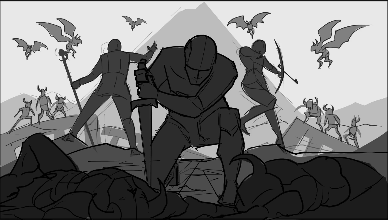 Final approved concpet, riffing off of one of the intial set and developing the right tone and story.