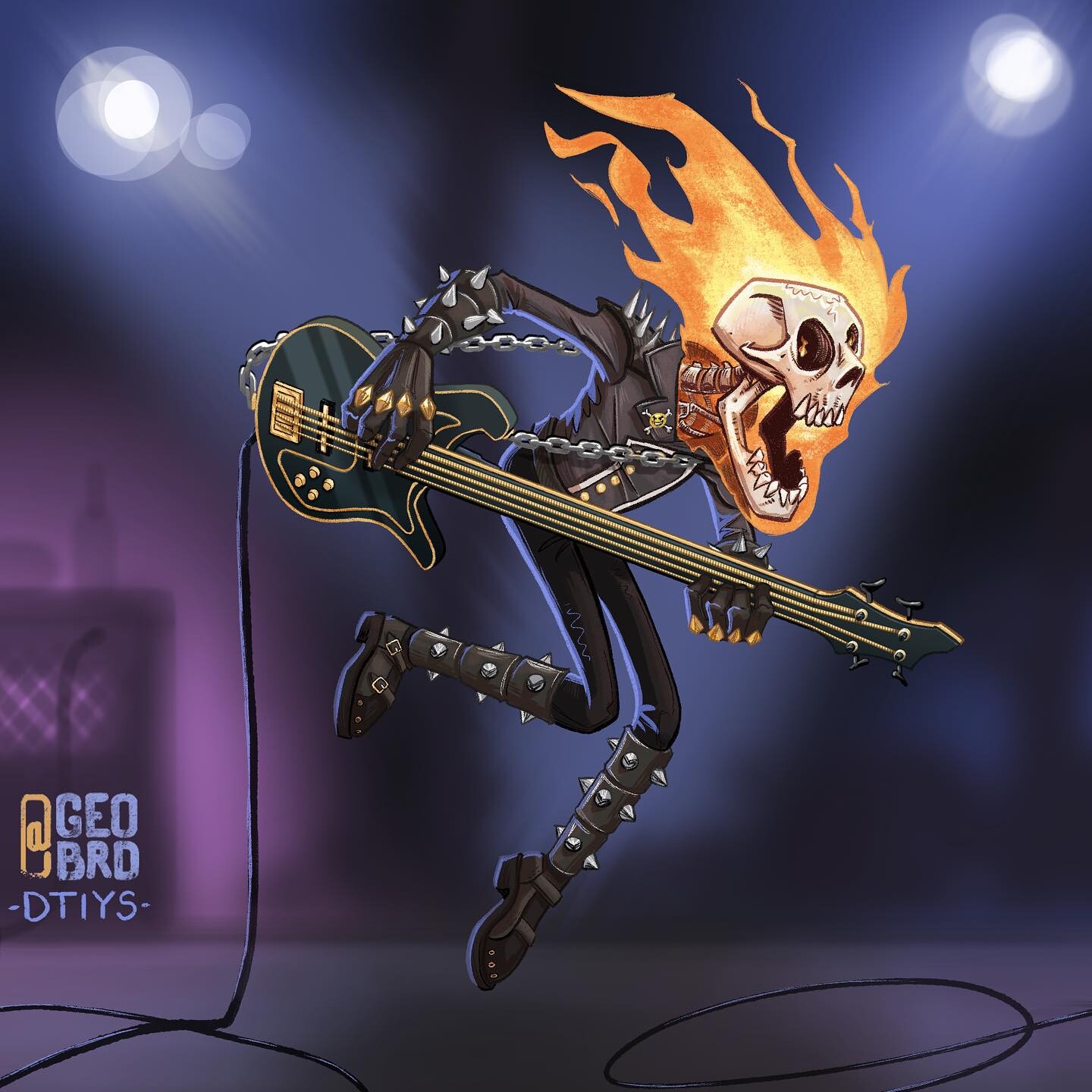 Ghost Rider rockin' out on the bass