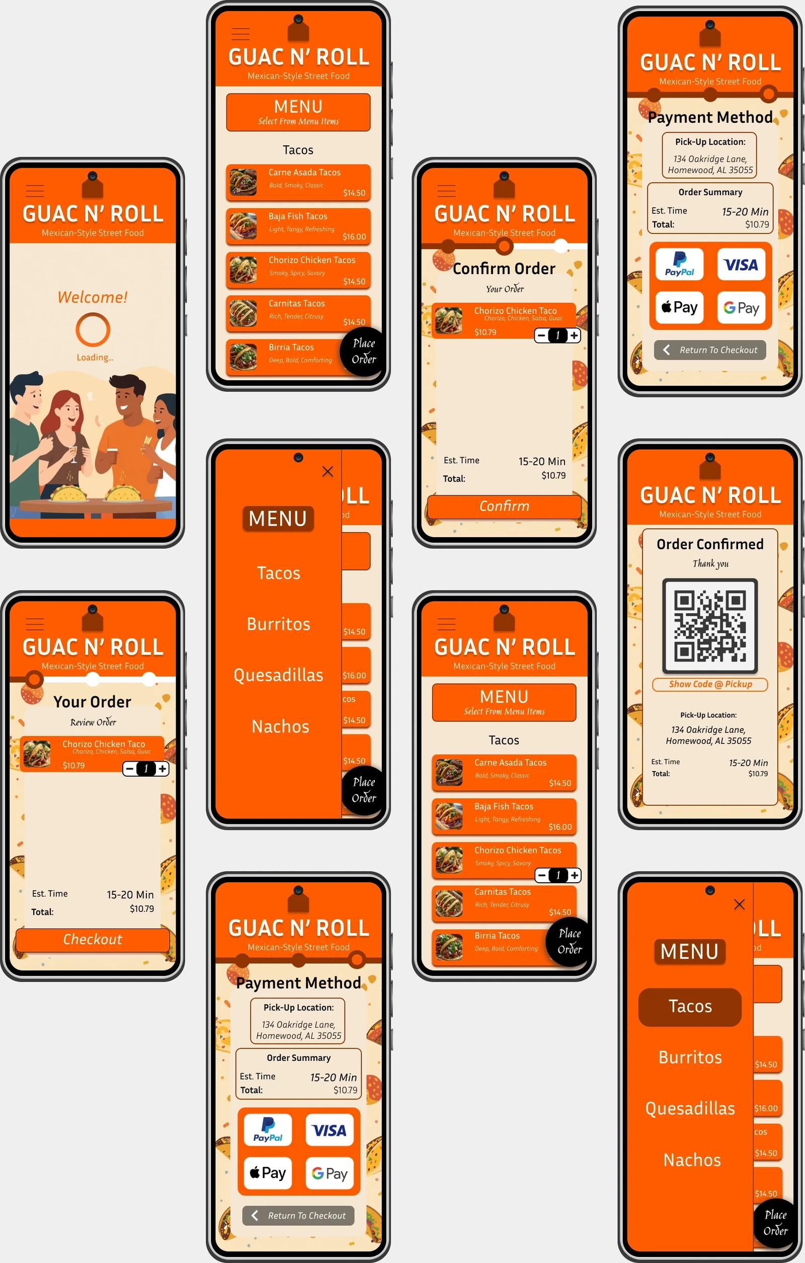 Mockups for Food Service App