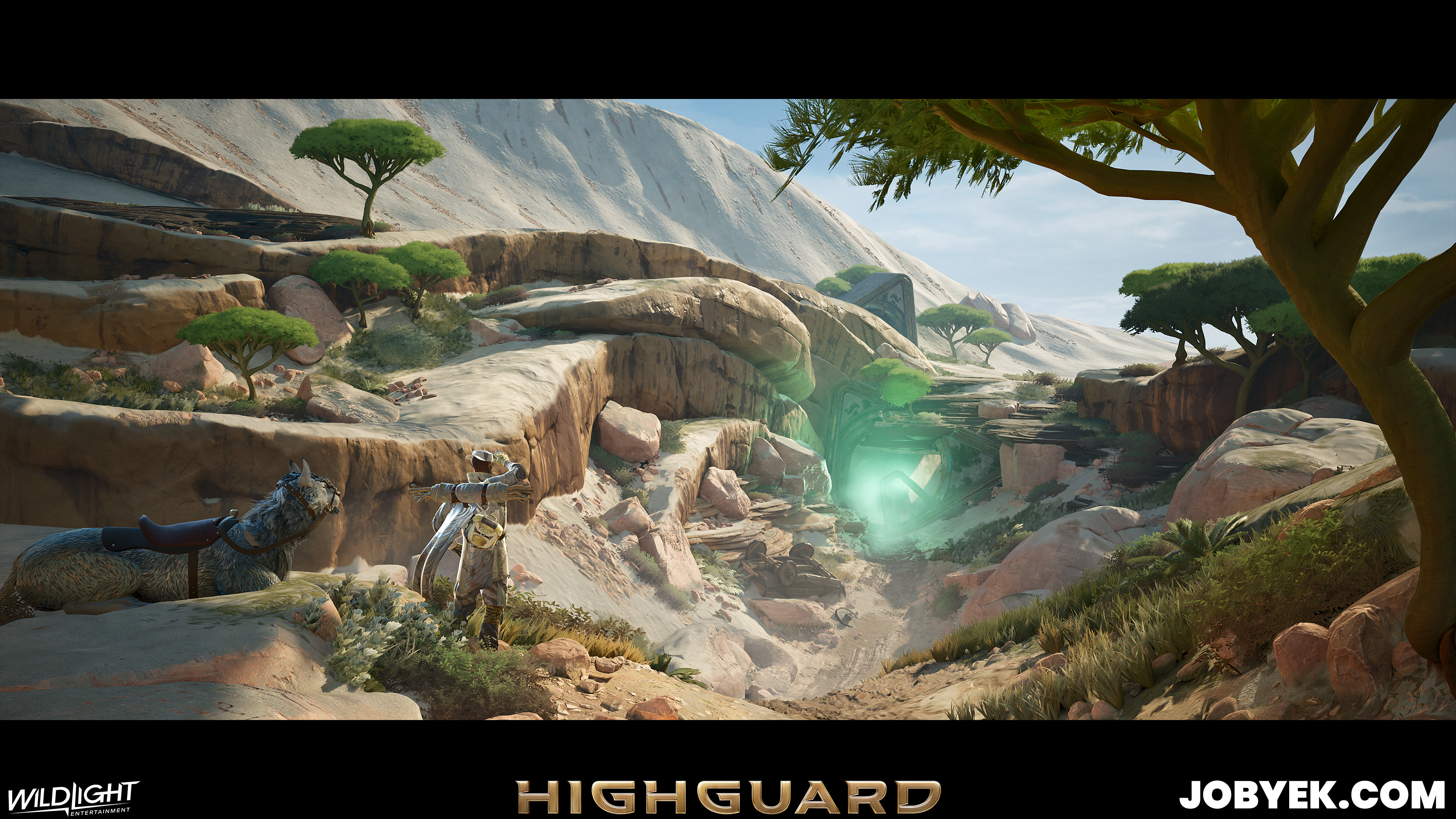 Early pre-production style work for the Desert Biome - was the very first collab with Derek Bentley. He handled all the rocks and I handled all the terrain sculpting, materials and foliage. You can see some early pre-pro character and mount iterations too