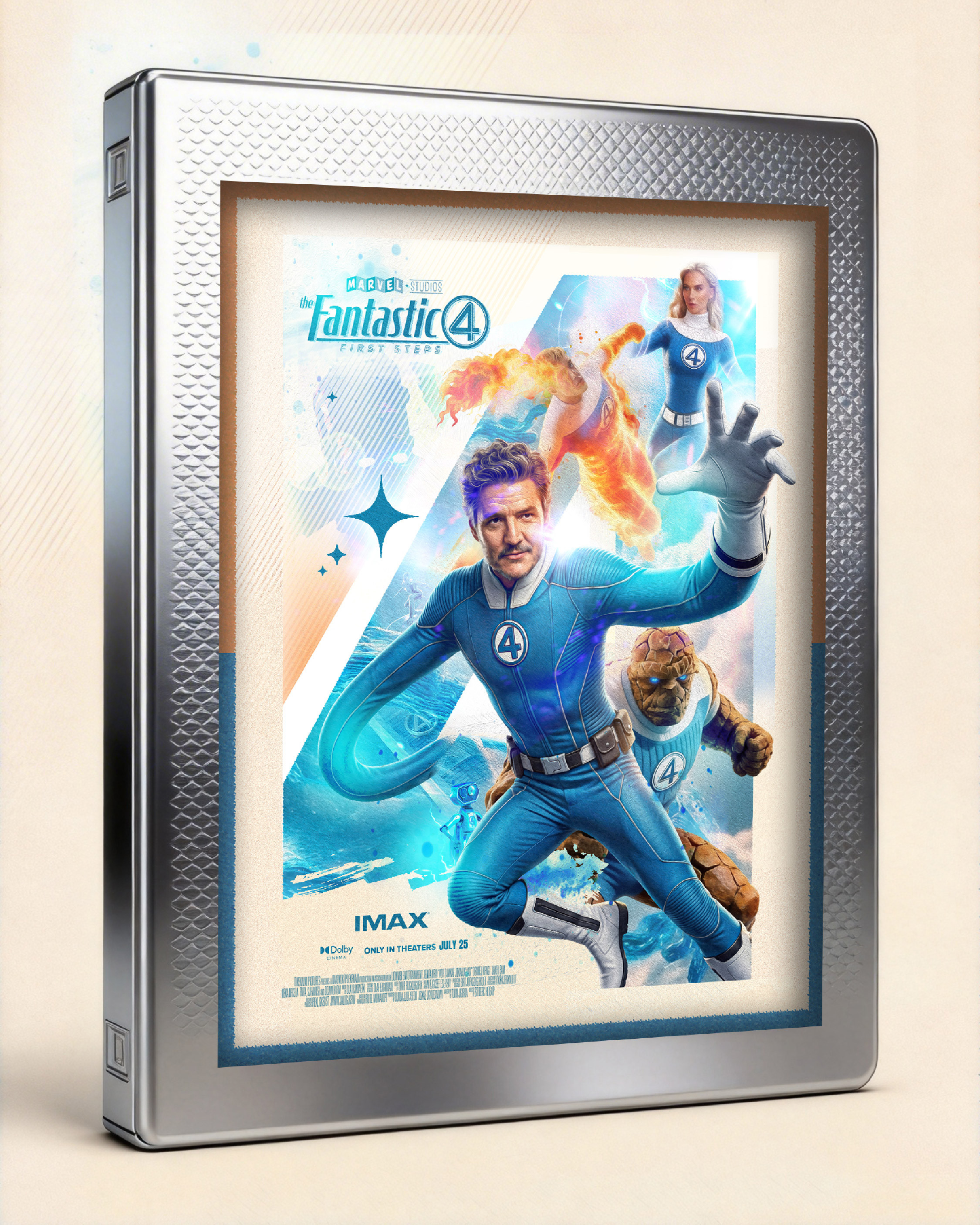 Expanded packaging presentation demonstrating material finishes, lighting reflections, and shelf presence in a retail environment