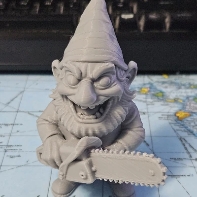 3D Printed Gnome with Chainsaw