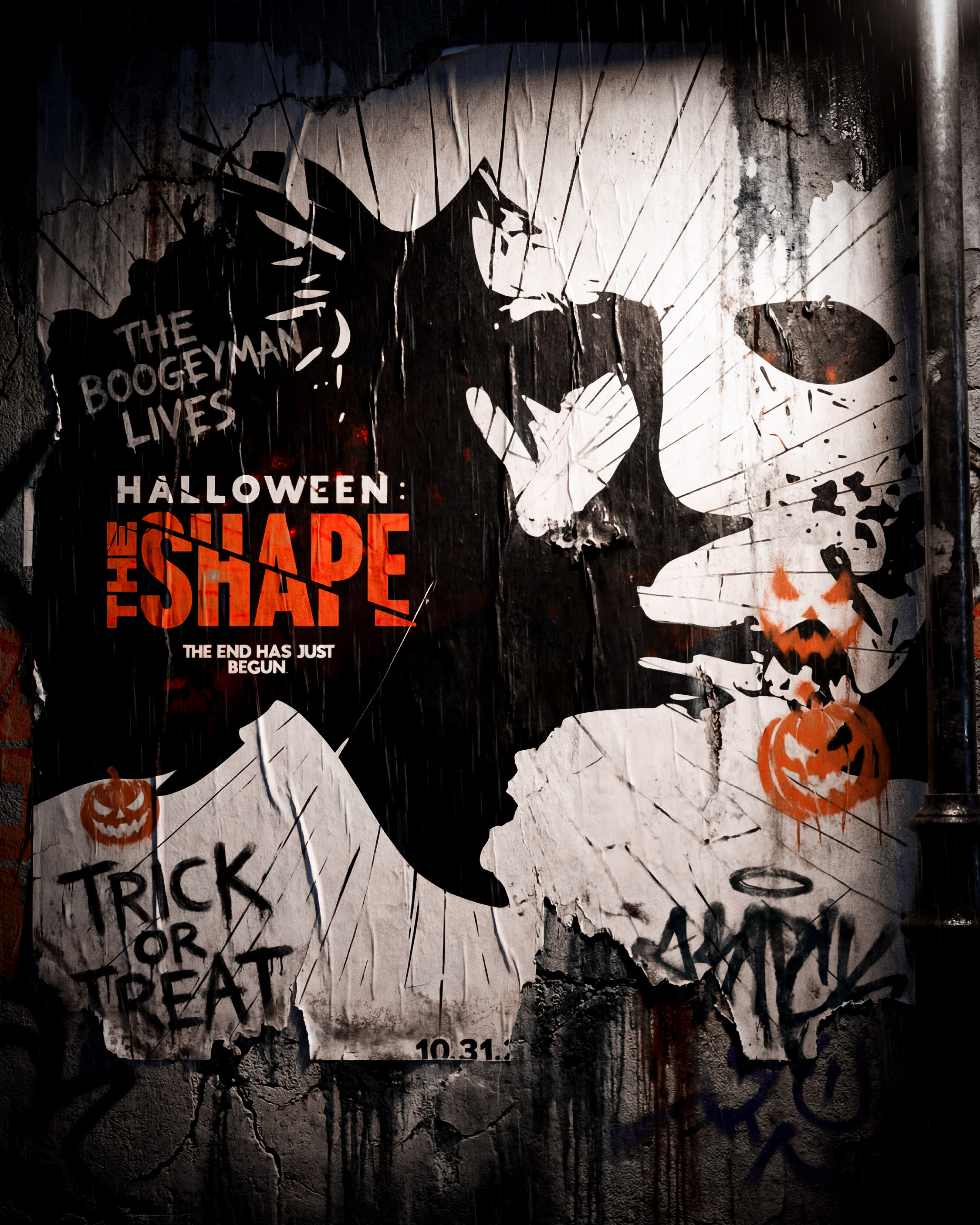 Guerrilla horror rollout concept featuring layered graffiti, seasonal textures, and viral messaging