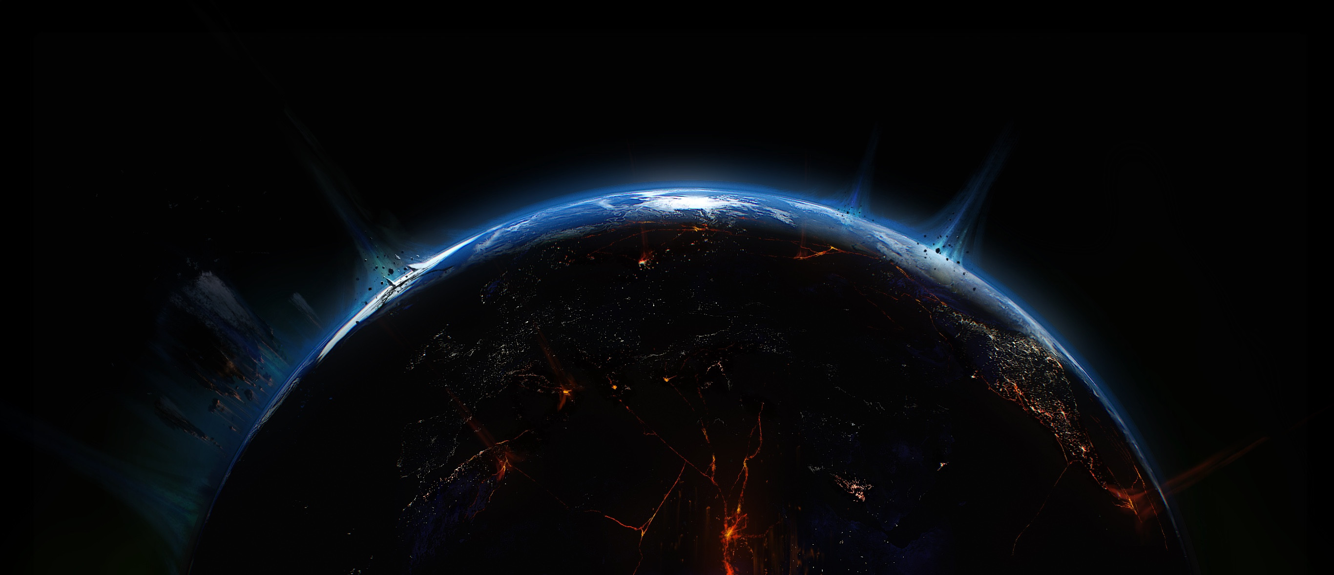 Painted in Procreate this image was originally built and rendered in Nomad Sculpt. Concentric spheres with earth maps and then a series of other spheres set to additive to get the atmosphere.