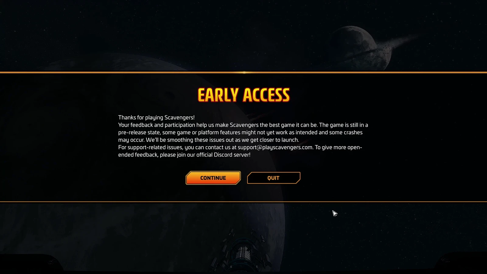 Scavengers Early Access Dialog Screenshot