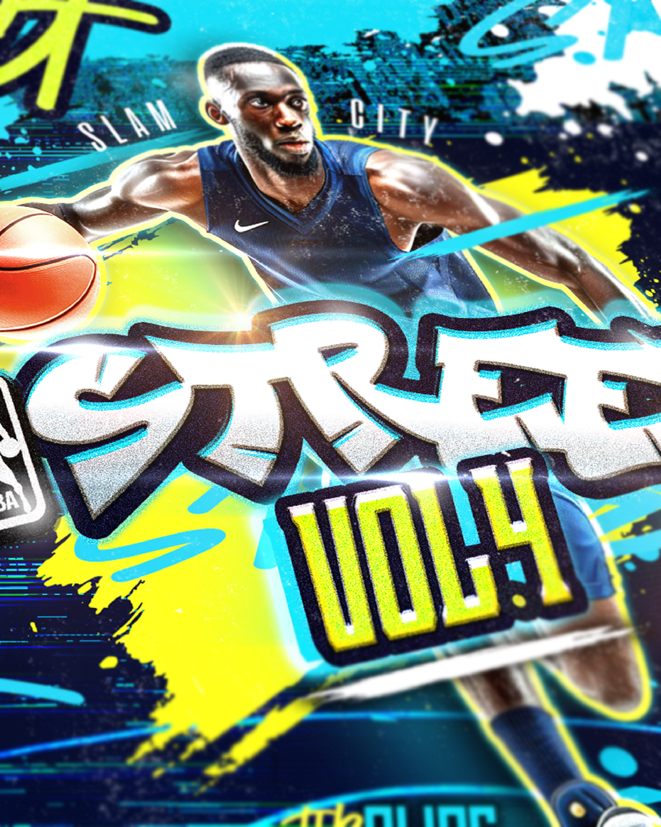 Macro detail crop highlighting typography texture, paint splatter layering, glow effects, and surface distressing used throughout the cover design