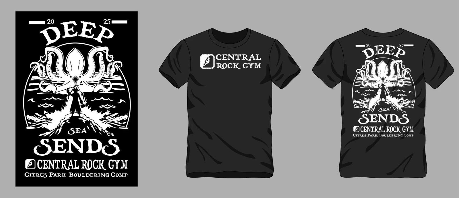 2025 T-shirt design for Central Rock Gym Citrus Park's Deep Sea Sends bouldering competition