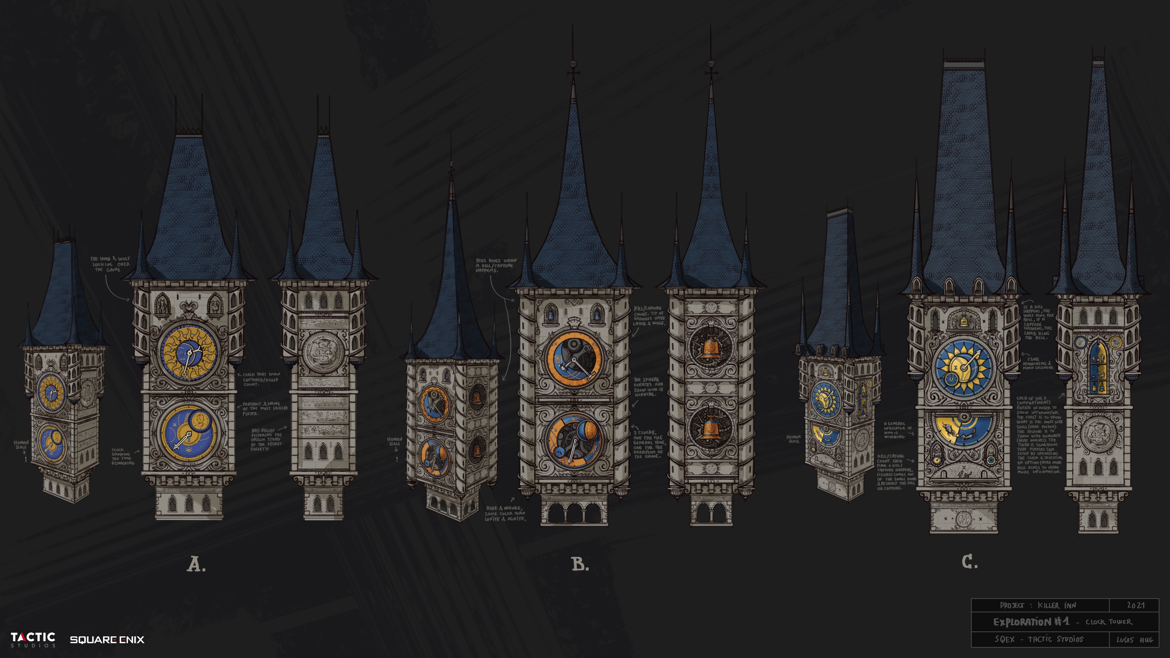Concept for the huge clock tower.