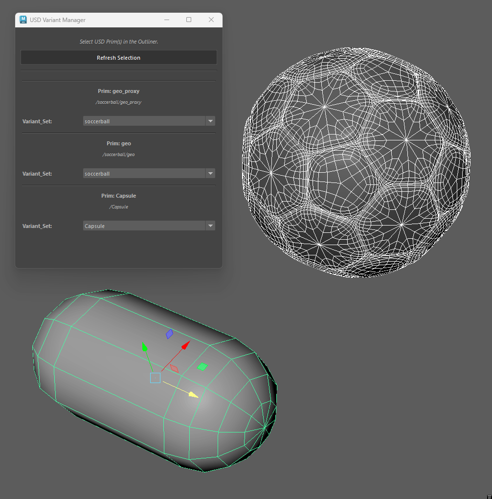 Made a basic USD variant manager that looks at the prims in your maya scene and displays the variant sets off all prims with variants for easy switching between them
