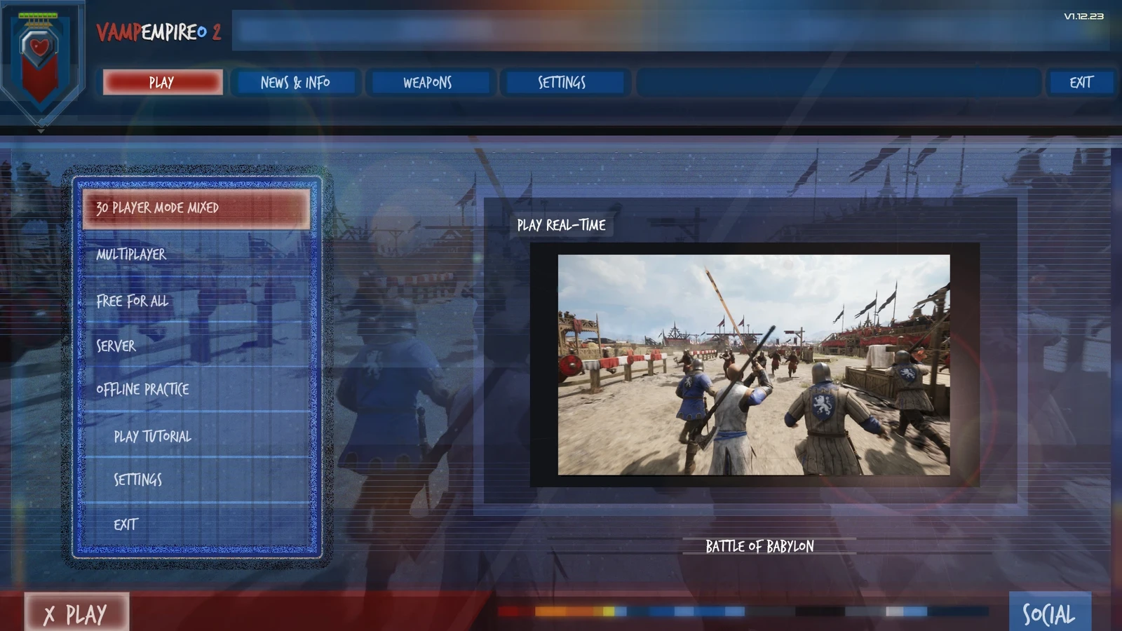 Vampiro Main Menu Screen Login Game PC Mock up User Interface