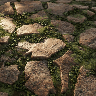 Mossy cobblestone ground pbr texture