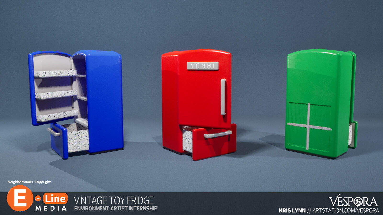 Vintage Toy Fridge Prop. This one was my favorite. I really enjoyed the challenge of making it realistic yet obviously "miniature".