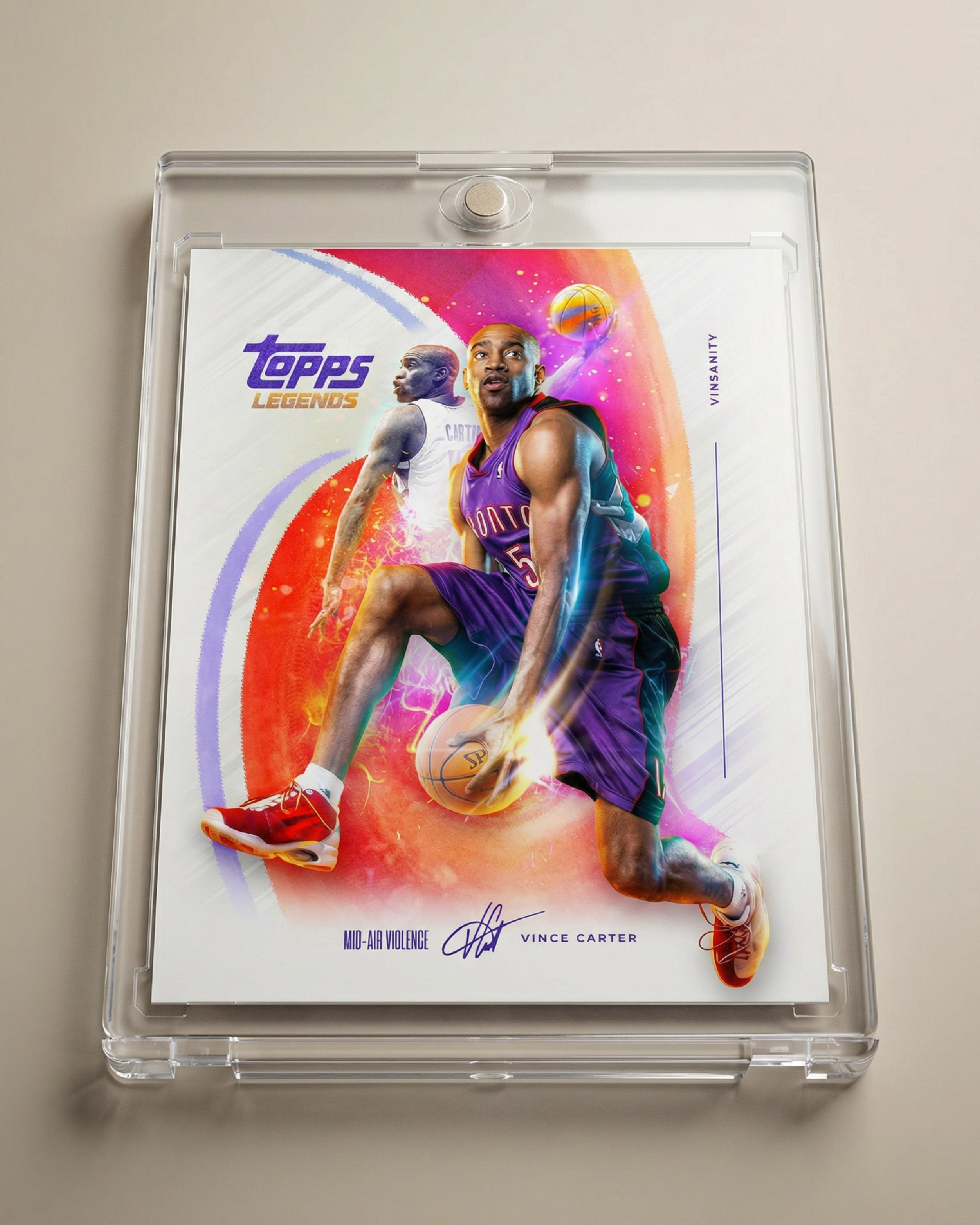 Another variation of a rigid acrylic display case, highlighting how the card would appear inside protective collector packaging