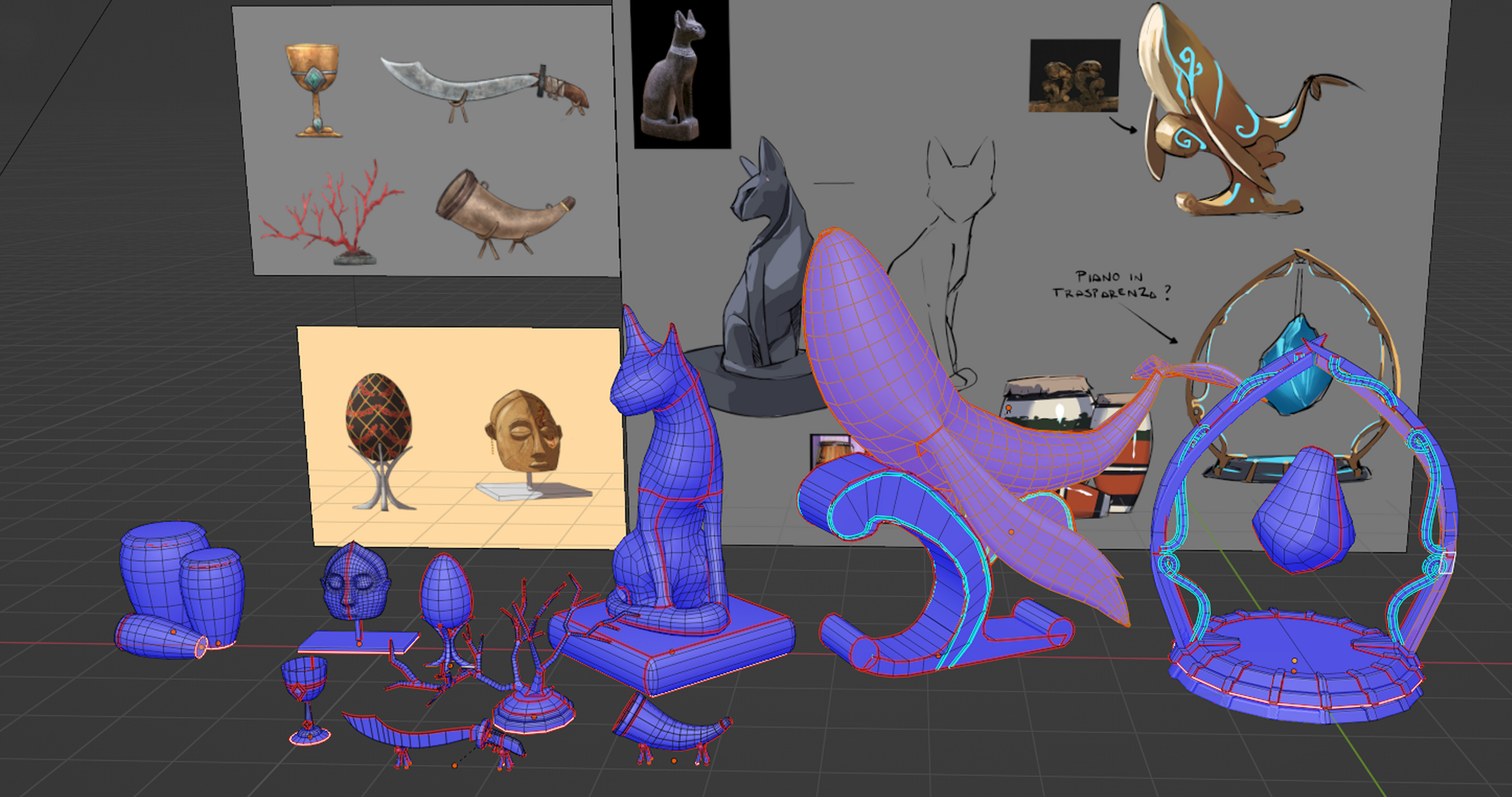 Topology of some of the assets created for the project