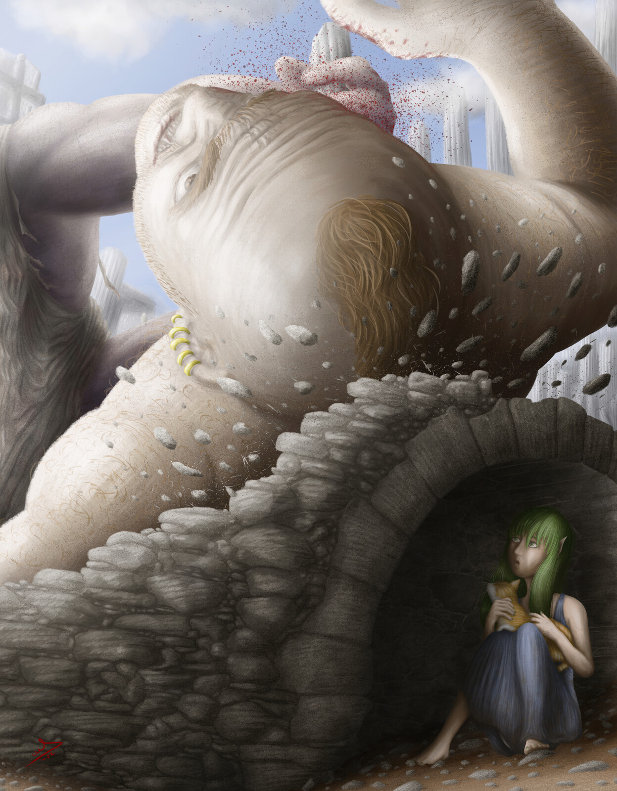 During the giants combat