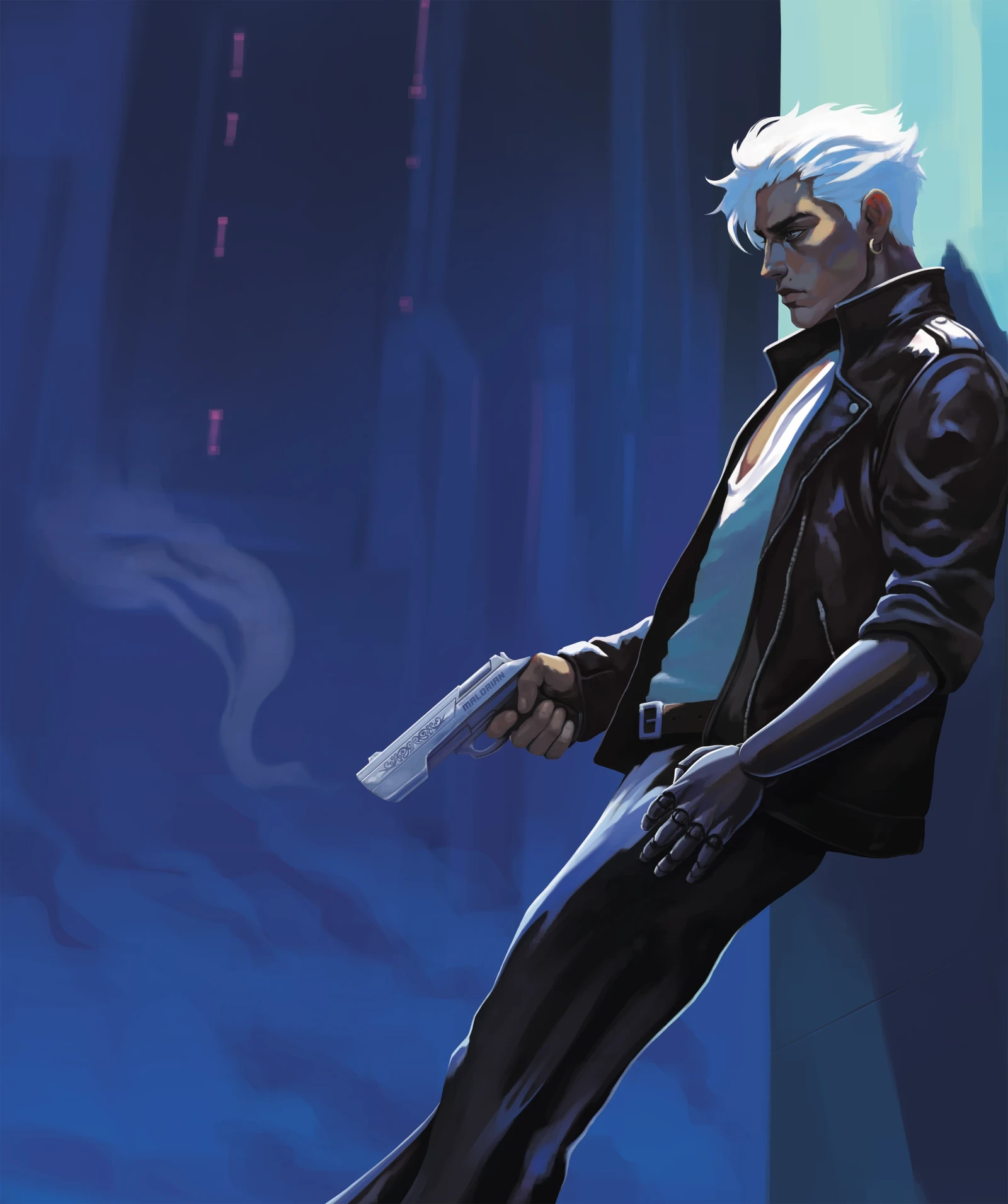 Final illustration for the back of the box with Johnny Silverhand