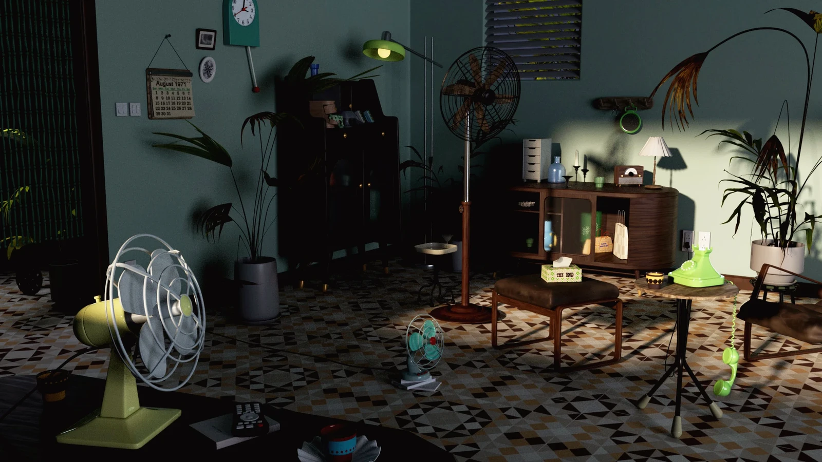 After the Tremor | 1970s Tropical Living Room Environment