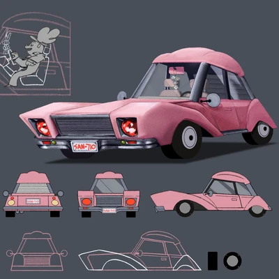 Stylized Retro-Inspired Car and Character Design