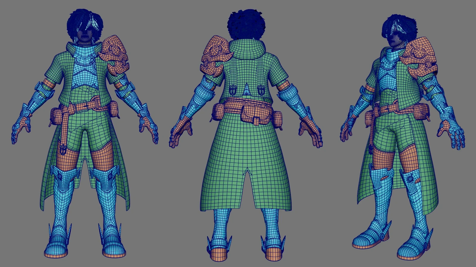 Maya topo with LOD 3 head