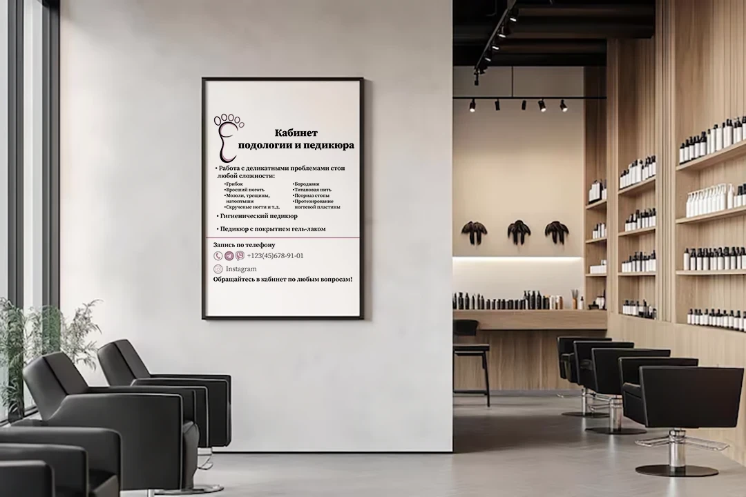 Information banner in a podiatry office interior