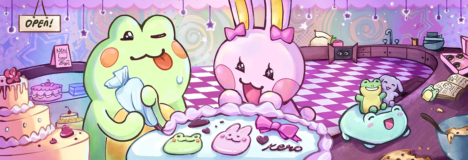 Froggy doing up the final touches as Bunny watches!! :3
