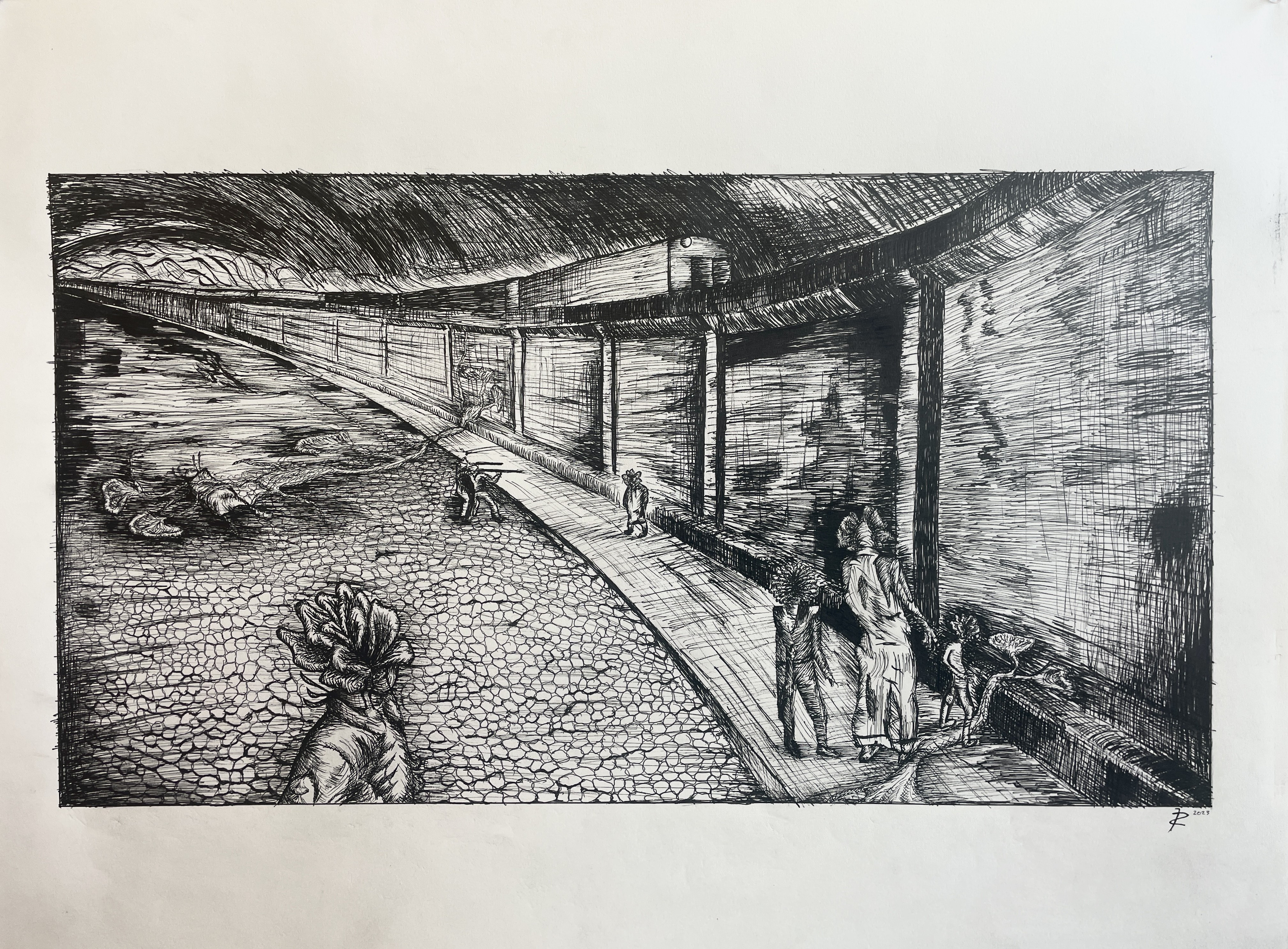 My pen &amp; ink drawing, Last of Us themed. 2023.