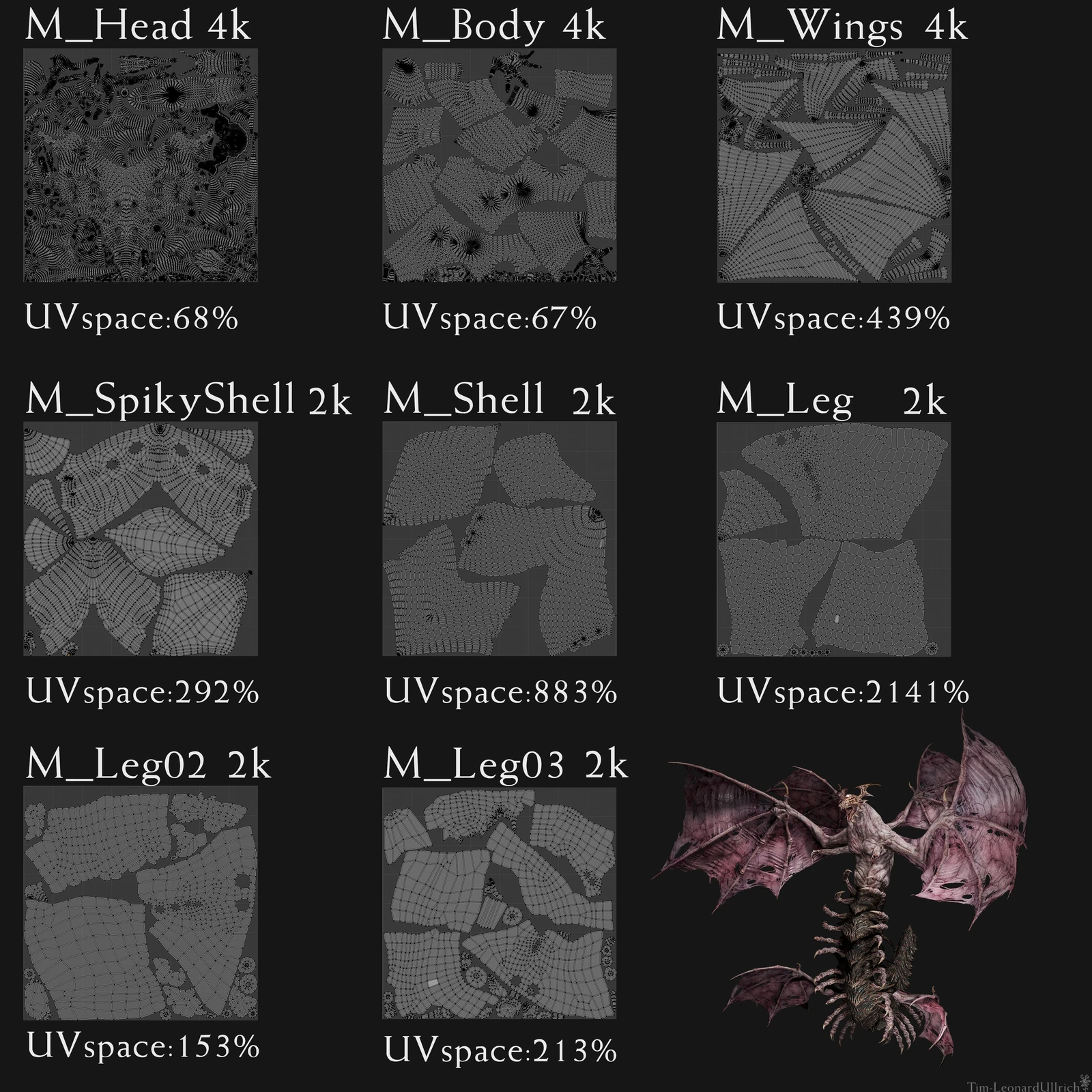 UV Layout - a lot of stacking needed to suffice for a creature as big as this one