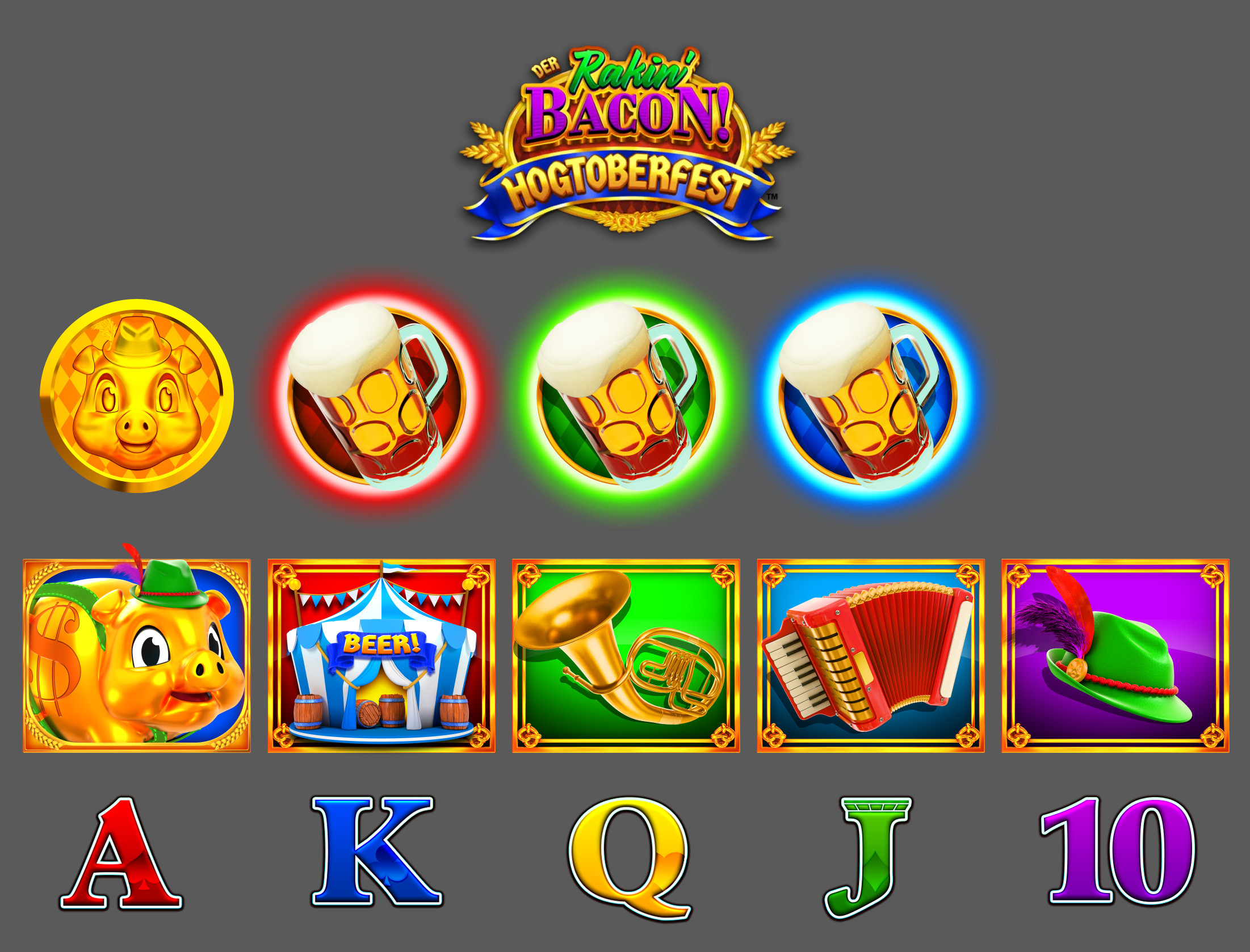 Hogtoberfest Logo and Symbols.
This is an Oktoberfest themed game.