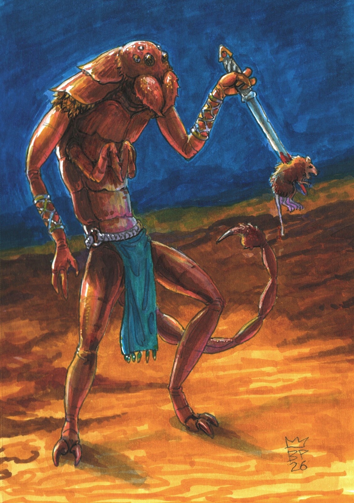 Recent Marker Sketches - Scorpi-man and gnarled tree