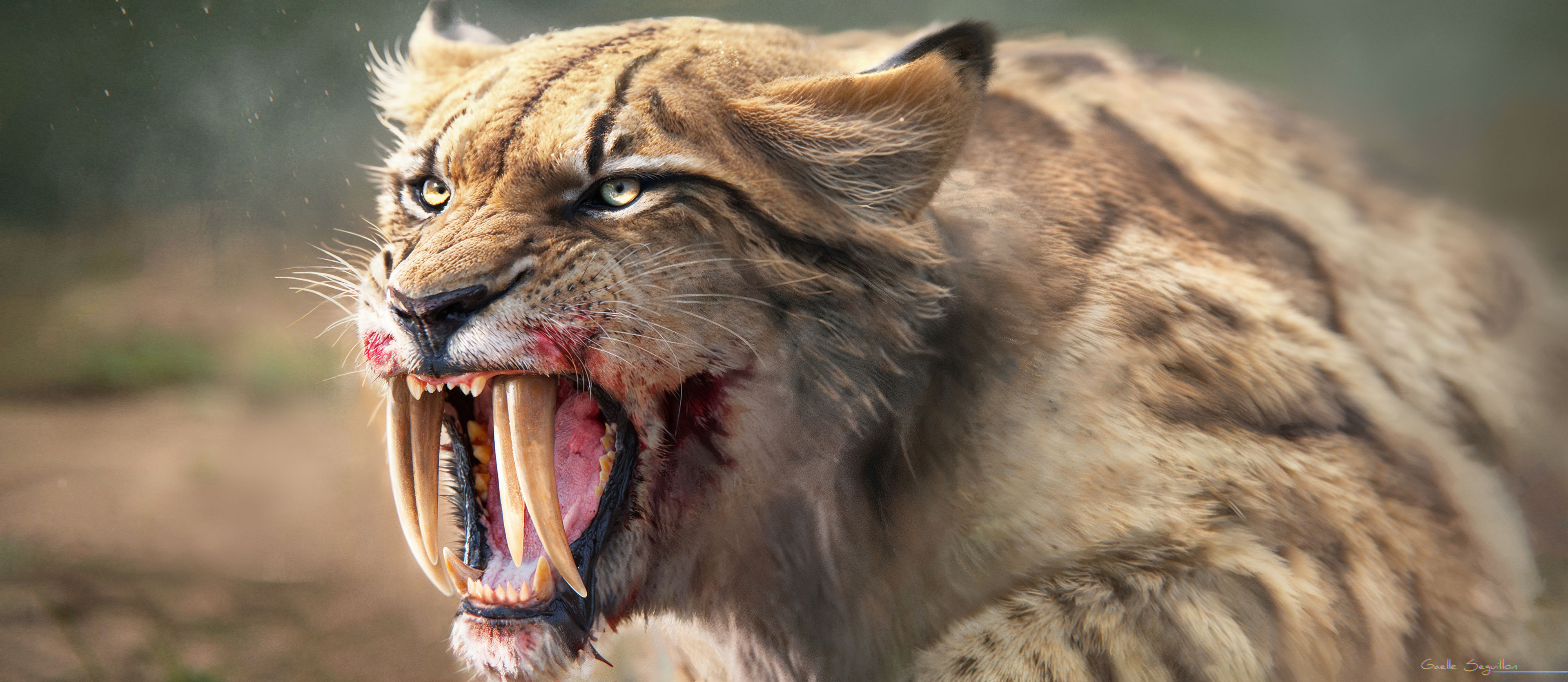 Teenage Smilodon Fatalis with double fangs