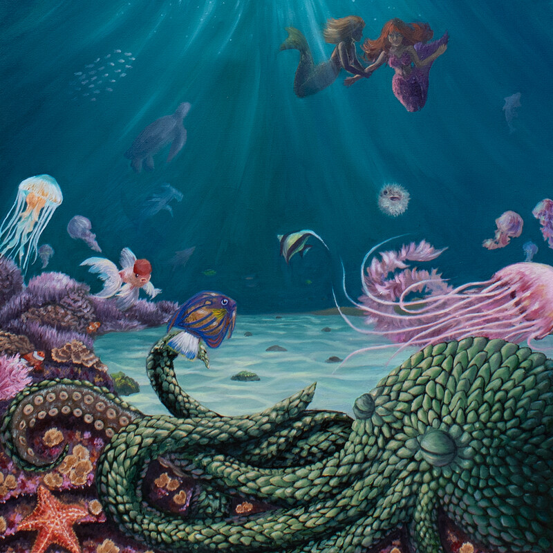 Under the Ocean's Depths - Oil Painting Diptych 