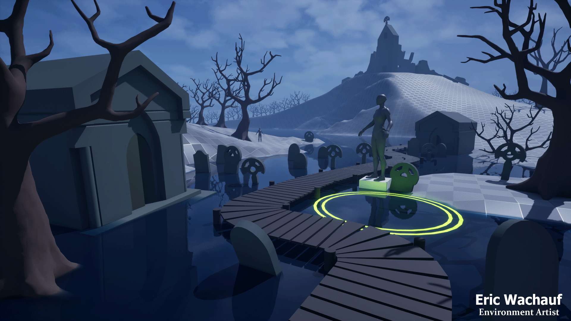 Collection of images showing my progress through the scenes creation.