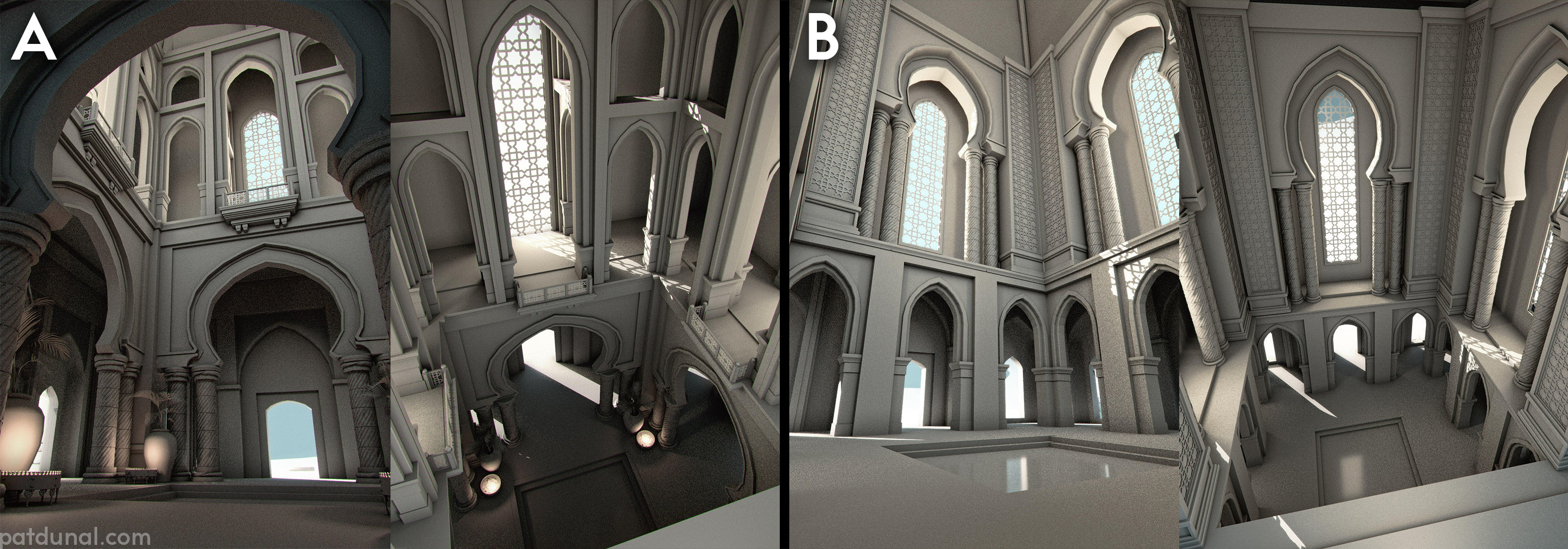 Interior exploration. Iterating on verticality, scale, lighting, and gameplay space.