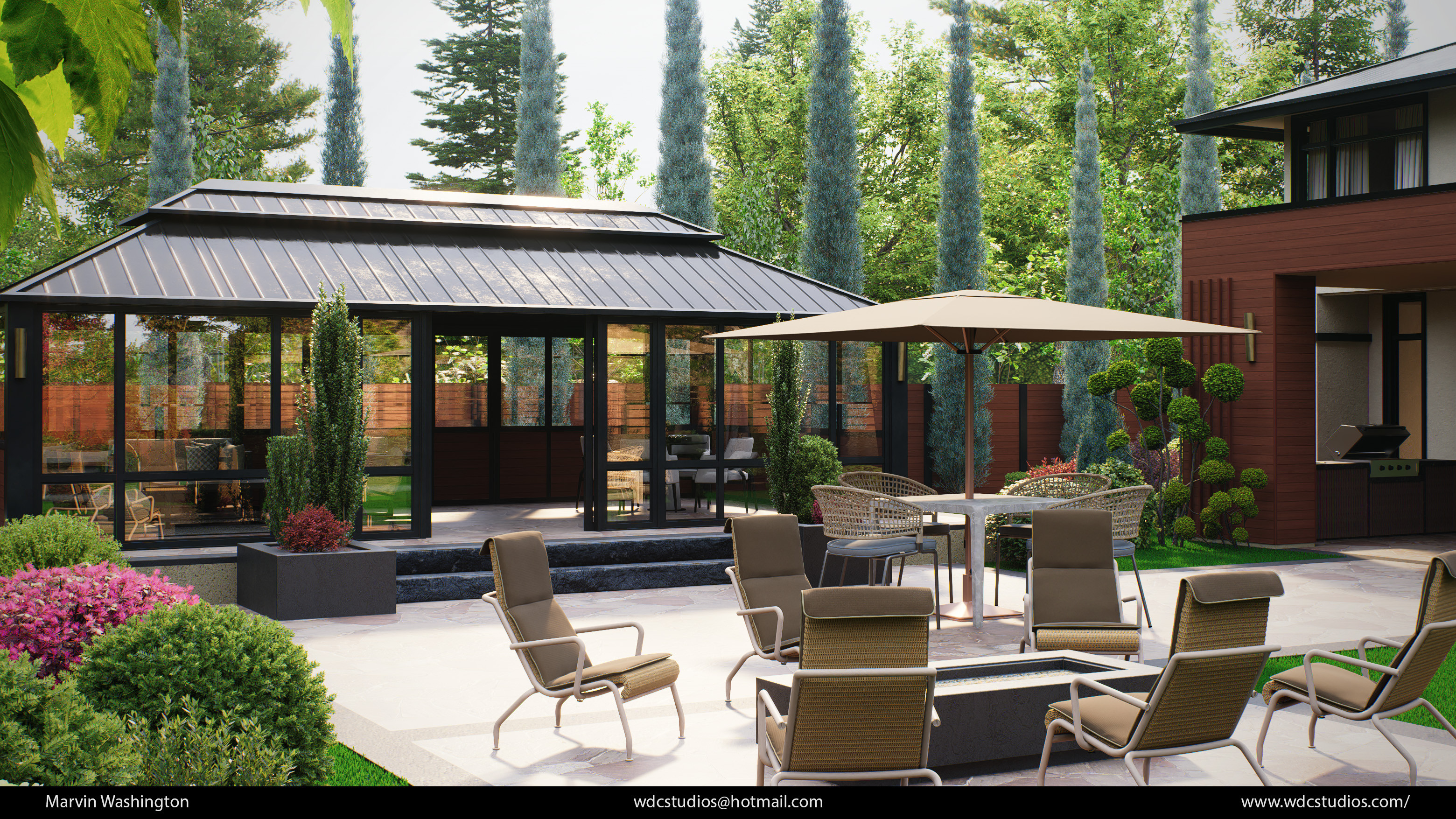 D5 render of the patio area.